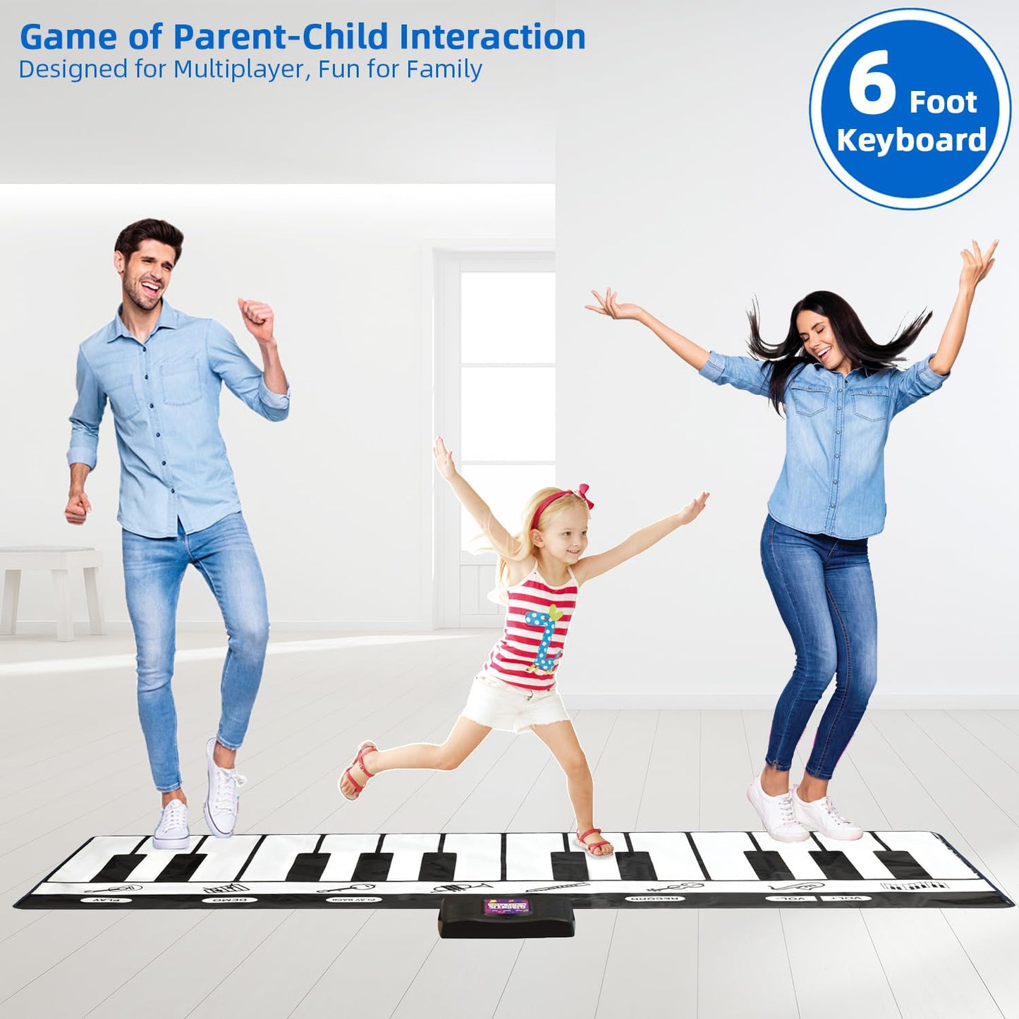 Sunlin 6ft Piano Mat Playmat – 24 Keys, 10 Demos, 8 Instrument Sounds, Record & Playback