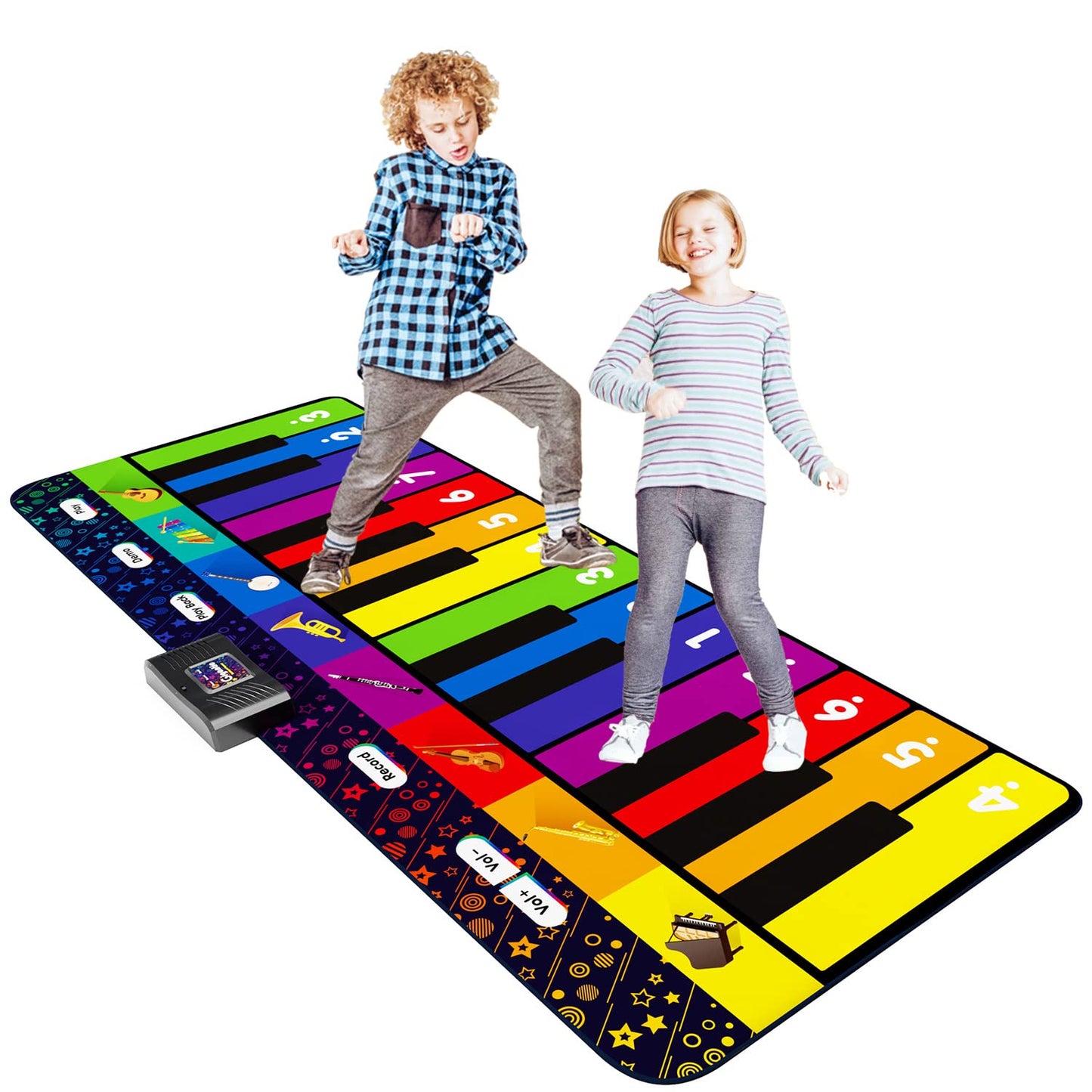 SUNLIN 6 ft Floor Piano Mat – Giant 24-Key Musical Toy with 10 Built-in Songs