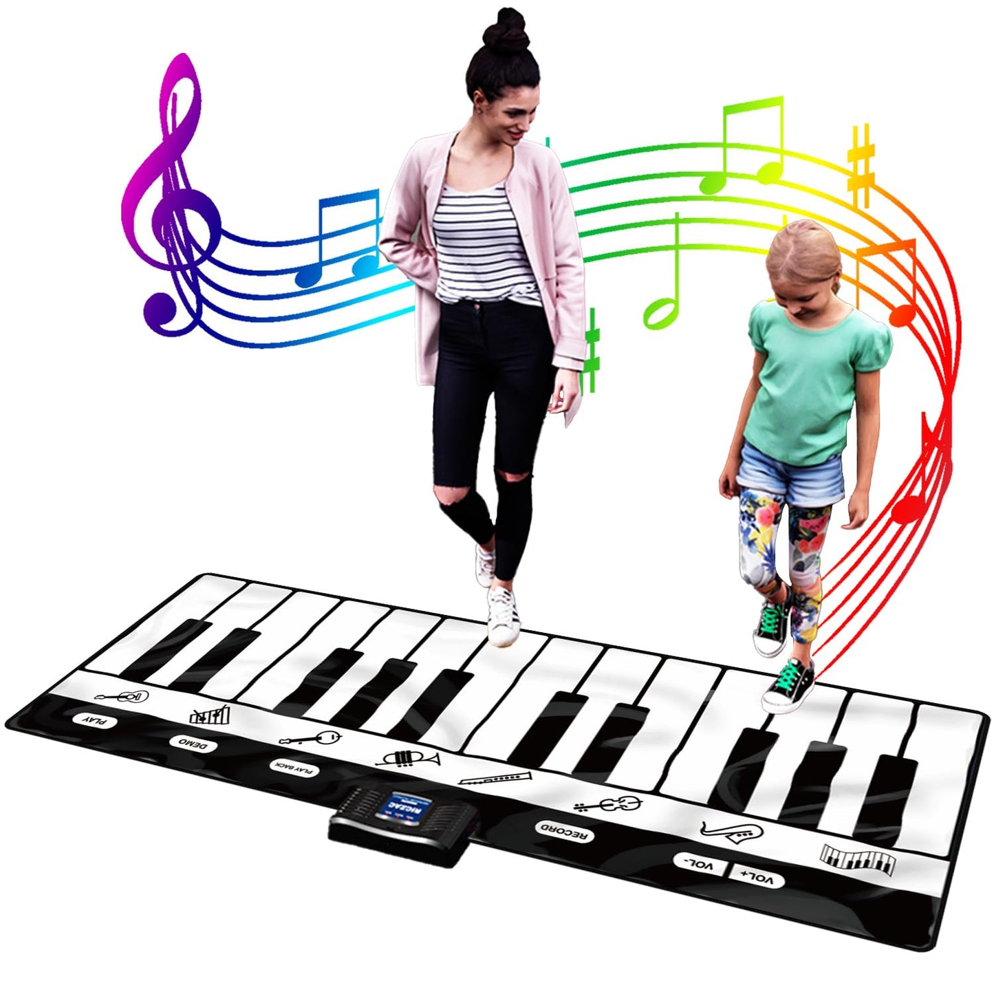 Sunlin 6ft Piano Mat Playmat – 24 Keys, 10 Demos, 8 Instrument Sounds, Record & Playback