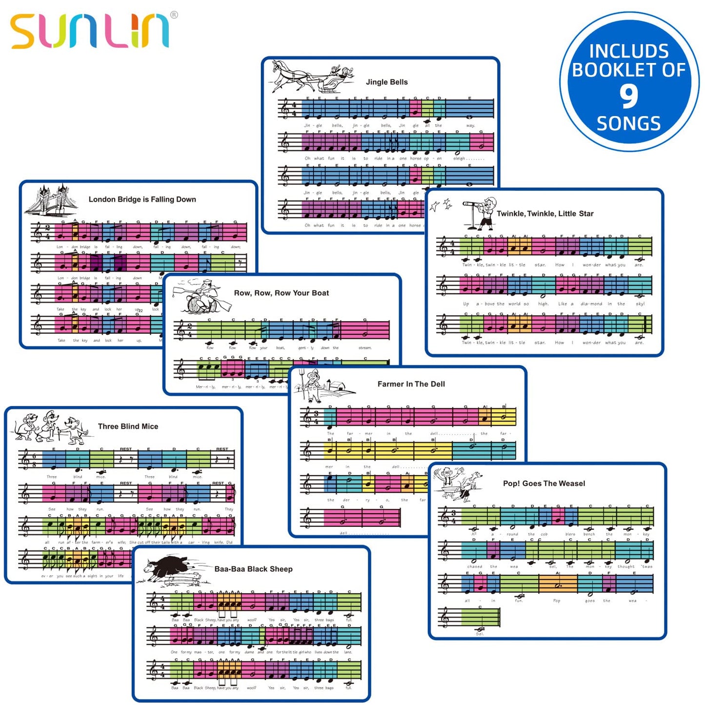 SUNLIN 6 ft Floor Piano Mat – Giant 24-Key Musical Toy with 10 Built-in Songs