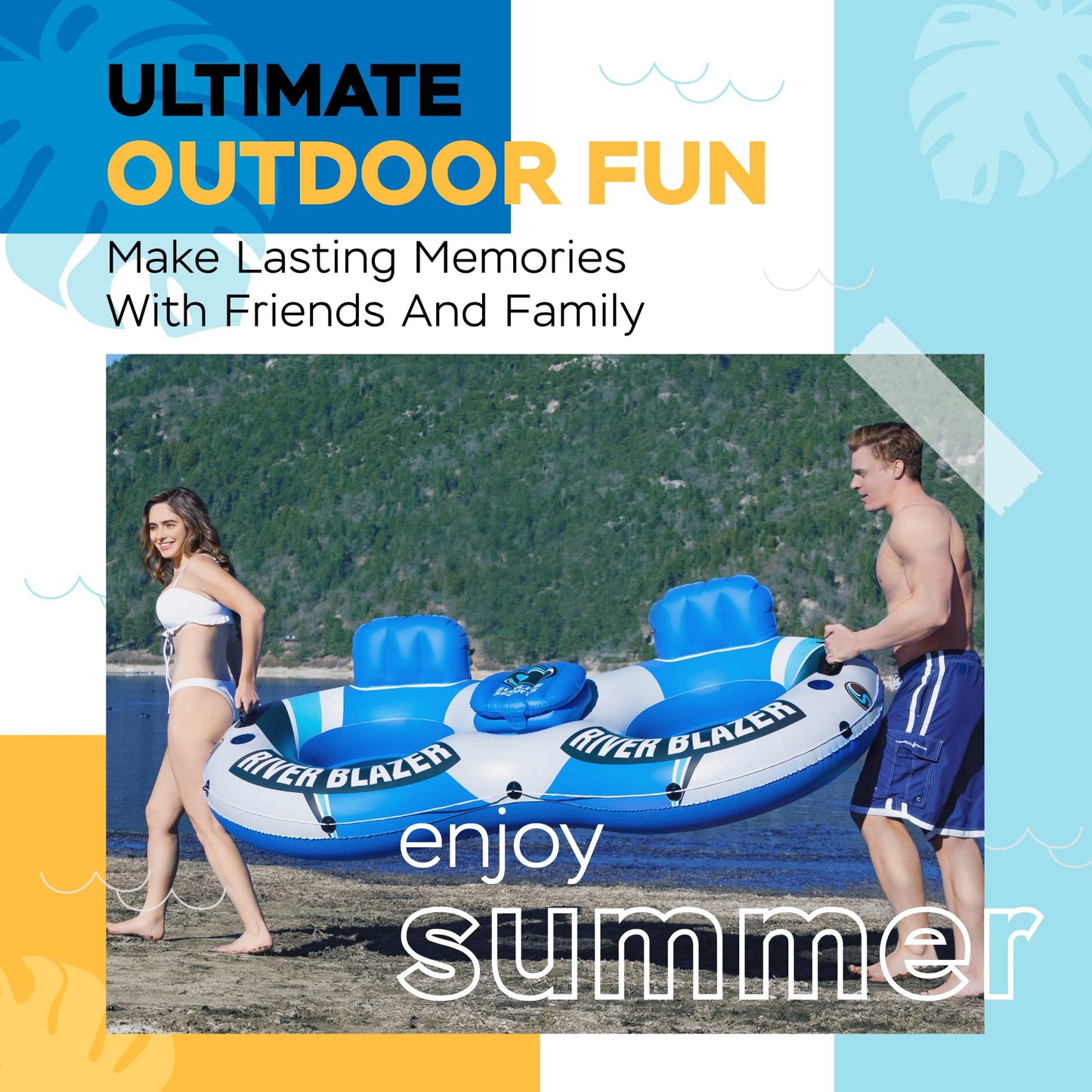 Sunlite Sports 2-Person River Blazer Inflatable Raft – 97-inch Diameter, 500 lb Capacity