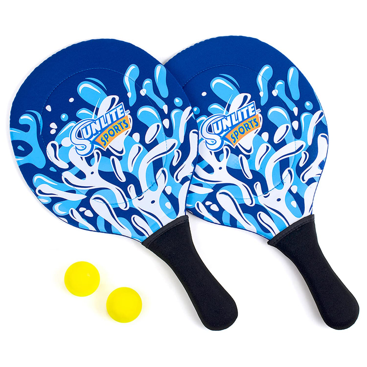 Sunlite Sports Beach Paddle Game Set – 2 Paddles & 3 Balls (Bonus Ball) for Backyard, Beach, or Lawn | Blue