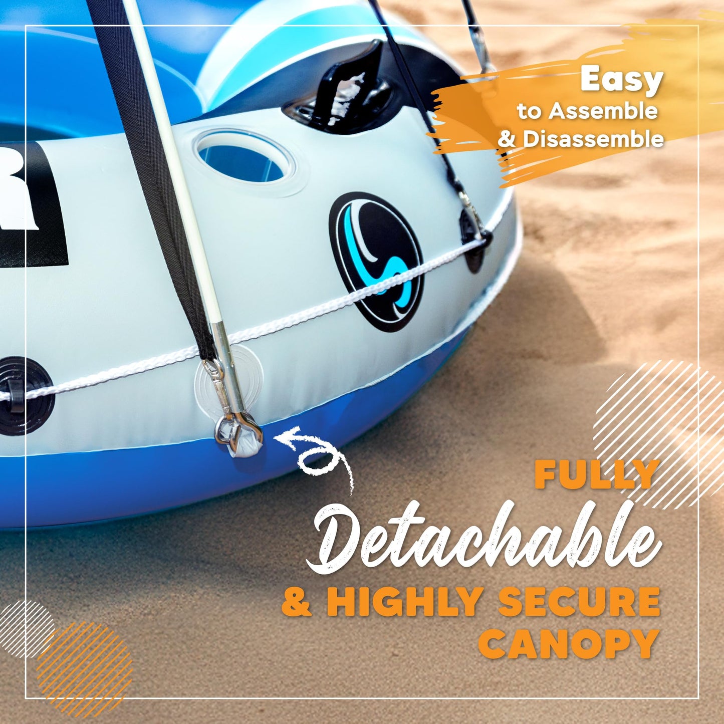 Sunlite Sports Heavy-Duty River Tube Inflatable | 2026 Upgrade with Detachable Canopy and Built-In Cooler