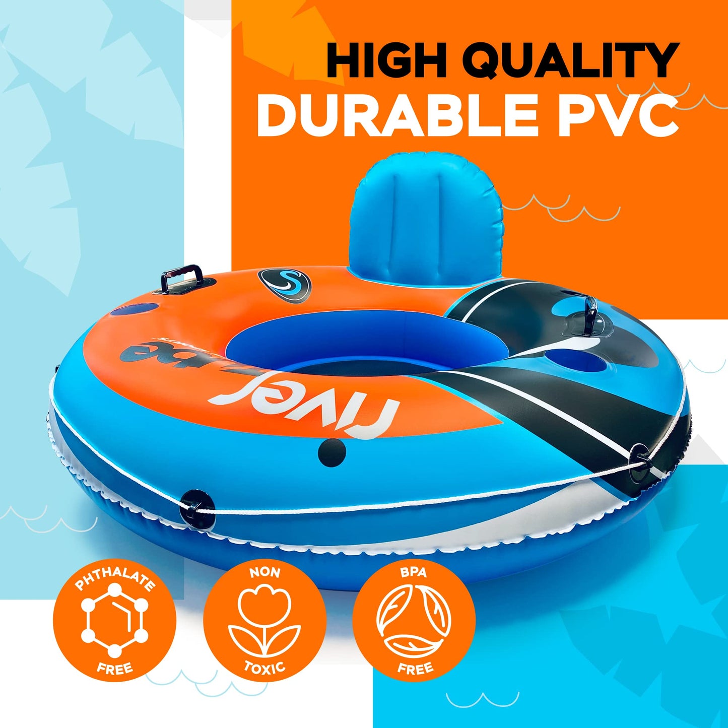 Sunlite Sports 2026 New & Upgraded Heavy Duty River Tube Inflatable | Premium Water Lounge