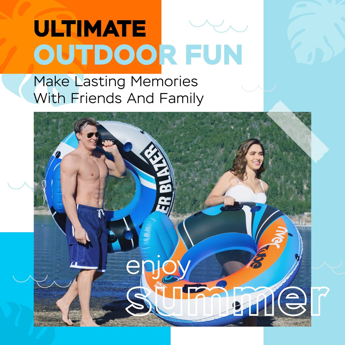 Sunlite Sports 2026 New & Upgraded Heavy Duty River Tube Inflatable | Premium Water Lounge