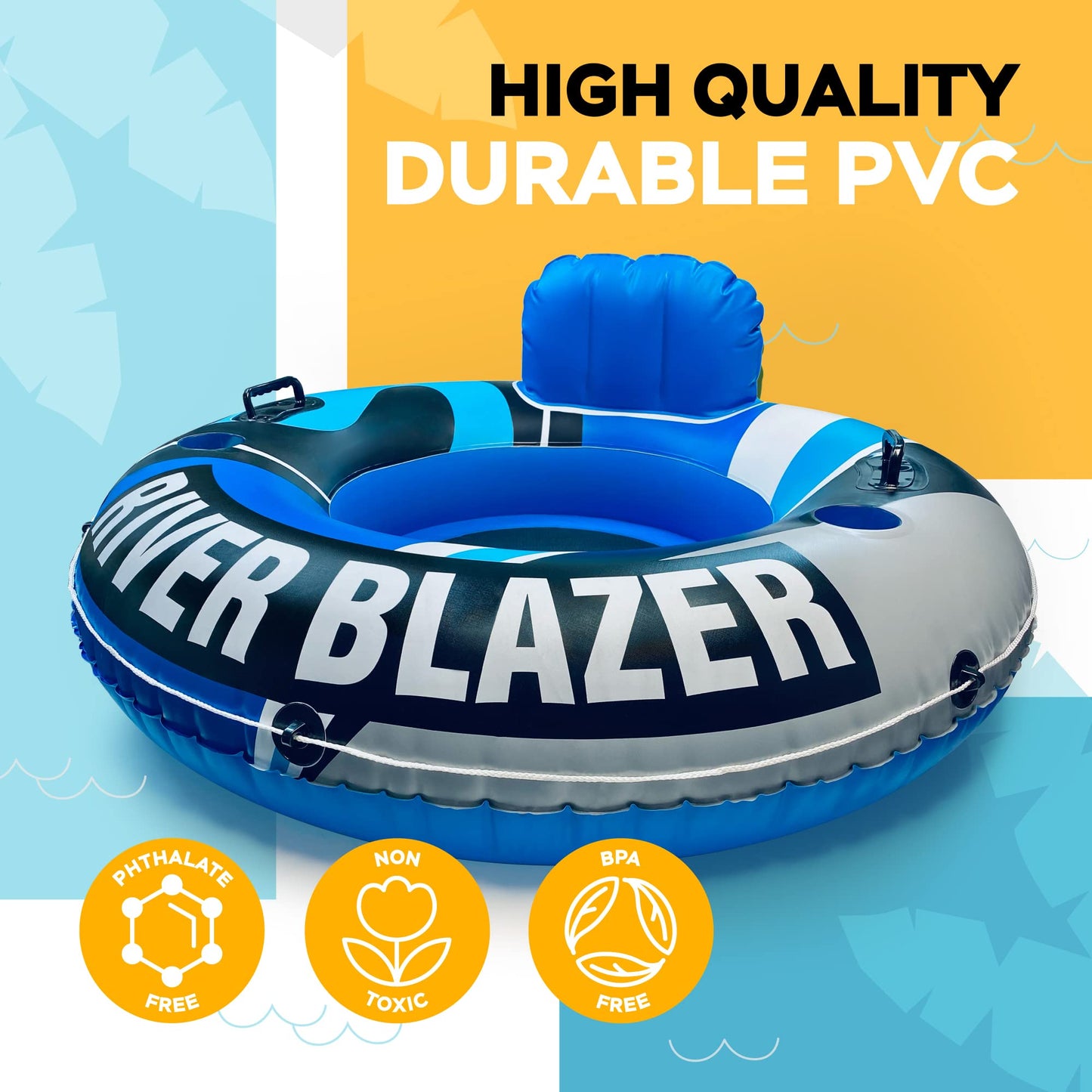 Sunlite Sports River Raft Inflatable 53-Inch – Lounge on Water with Cup Holder