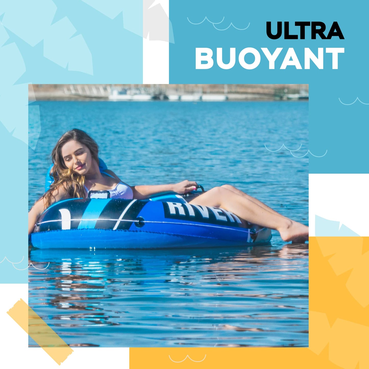 Sunlite Sports River Raft Inflatable 53-Inch – Lounge on Water with Cup Holder