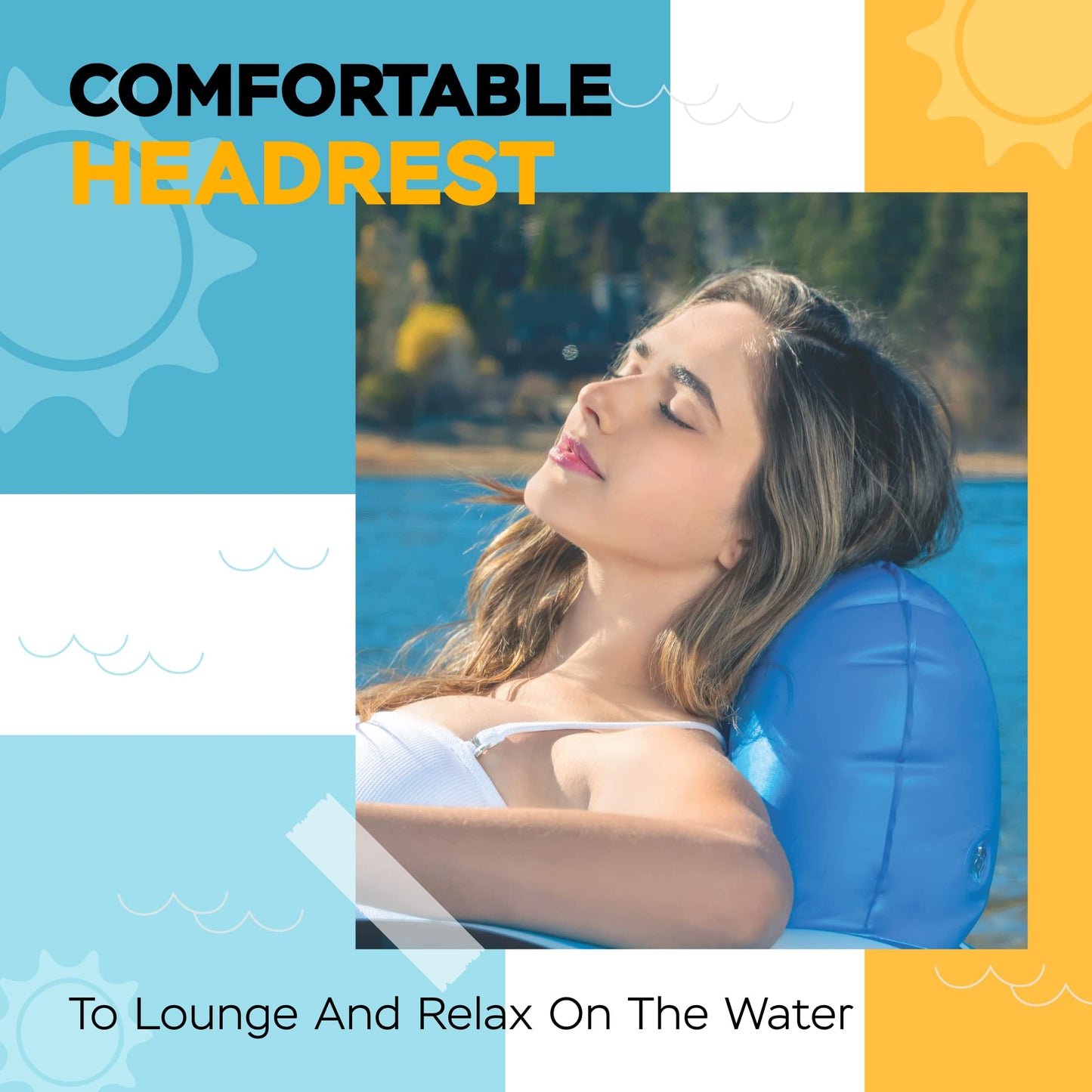 Sunlite Sports River Raft Inflatable 53-Inch – Lounge on Water with Cup Holder