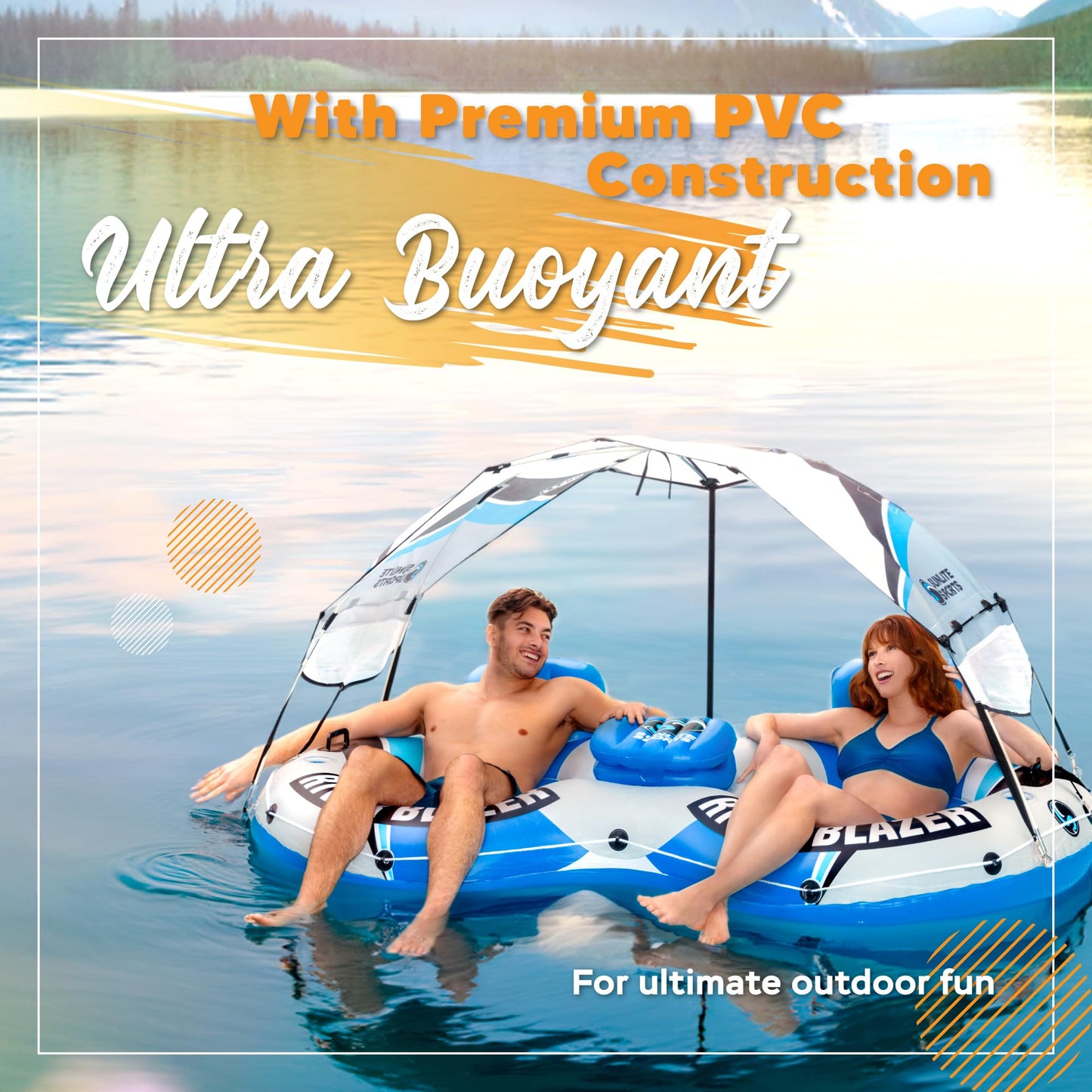 Sunlite Sports Heavy-Duty River Tube Inflatable | 2026 Upgrade with Detachable Canopy and Built-In Cooler