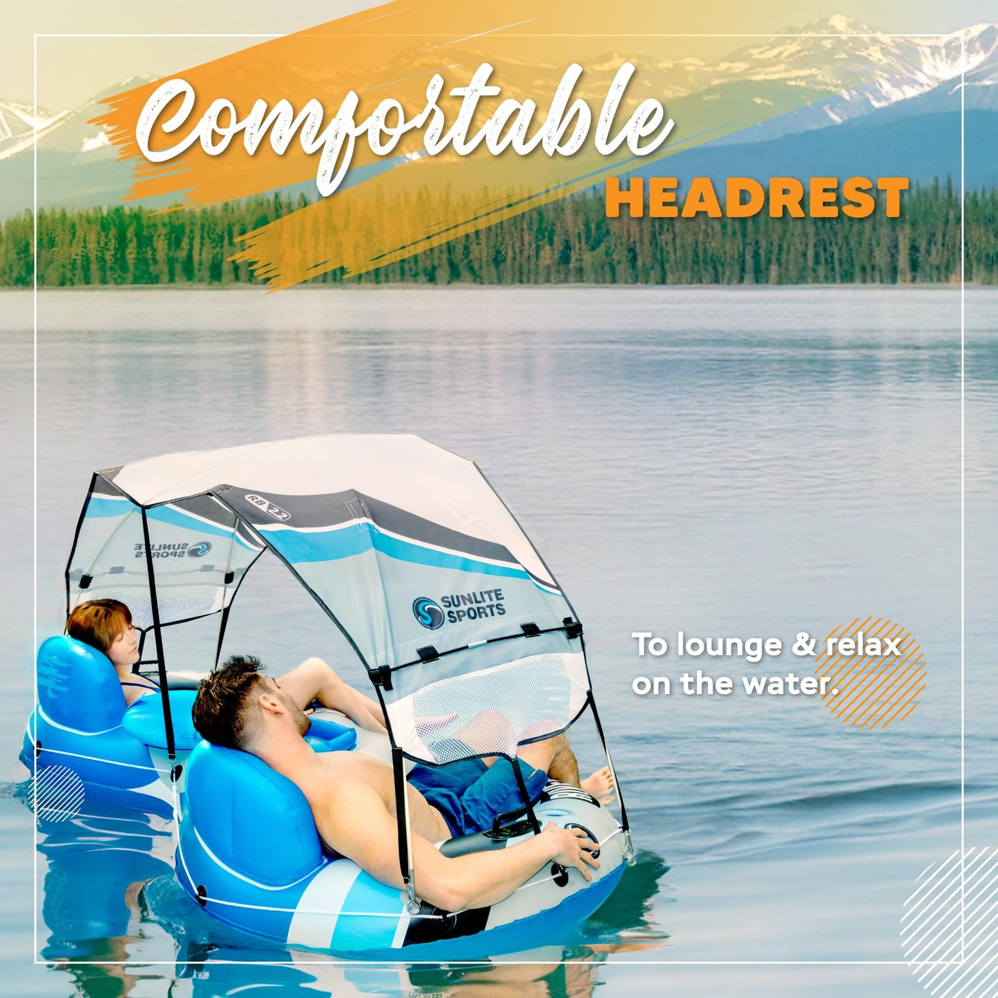 Sunlite Sports Heavy-Duty River Tube Inflatable | 2026 Upgrade with Detachable Canopy and Built-In Cooler