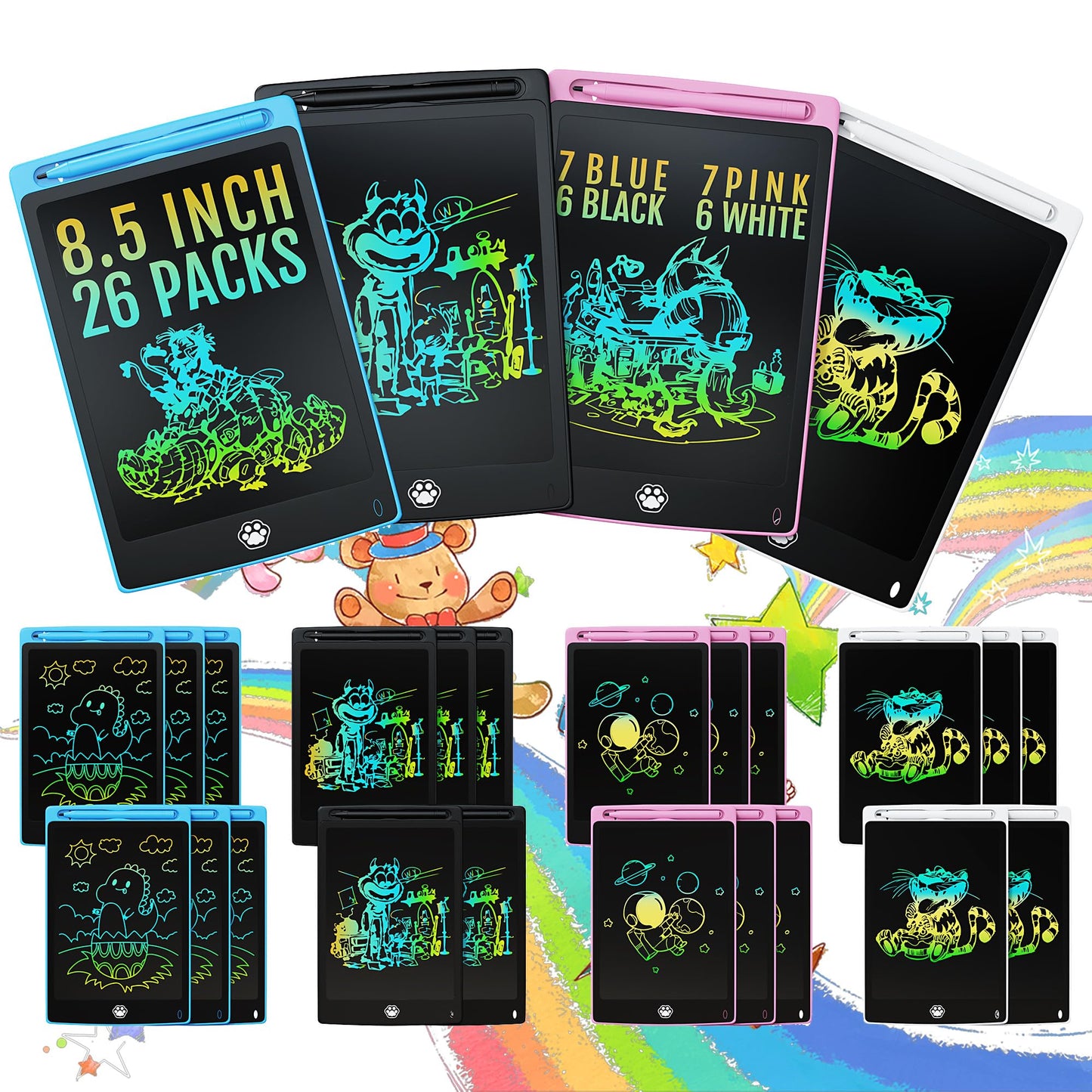 Sunlu 26-Pack LCD Writing Tablet 8.5in Doodle Board for Kids