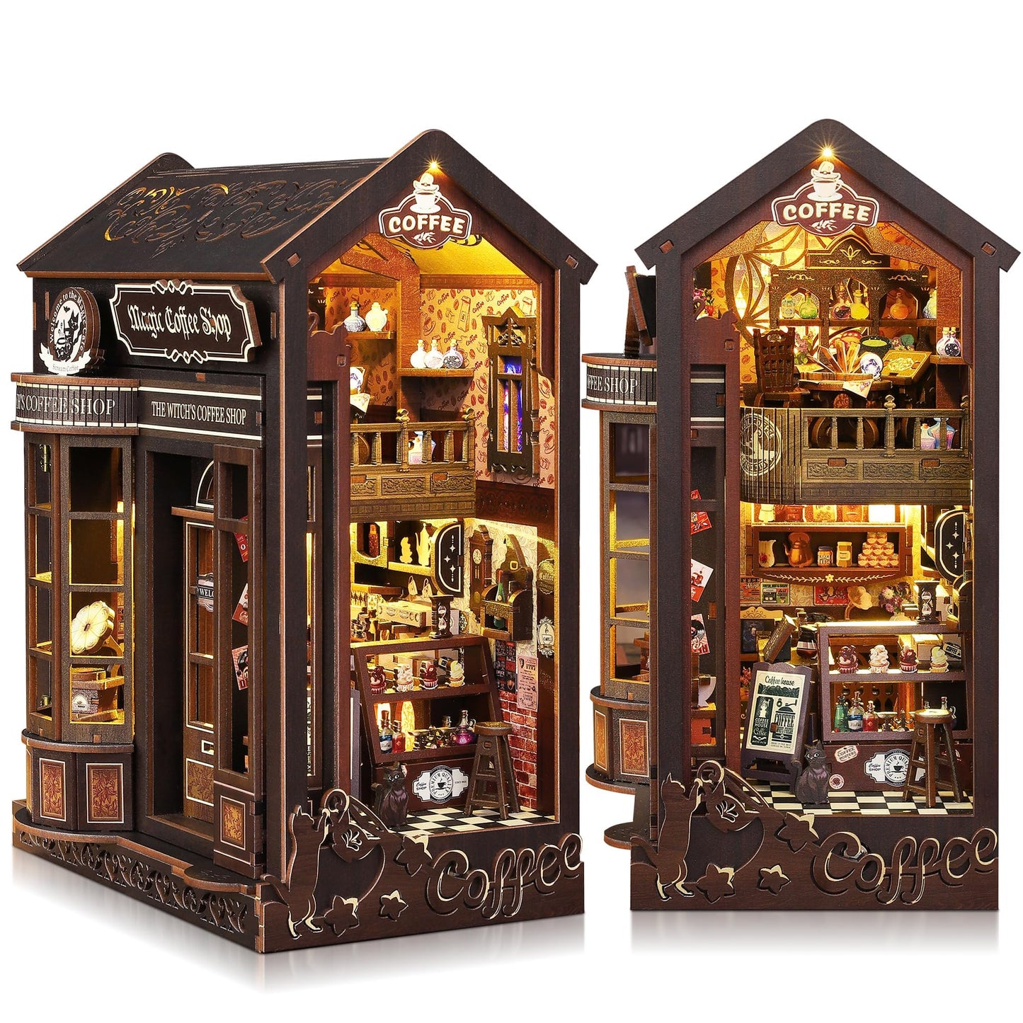 SUNNINO Book Nook Kit – DIY 3D Wooden Doll House with LED Lights