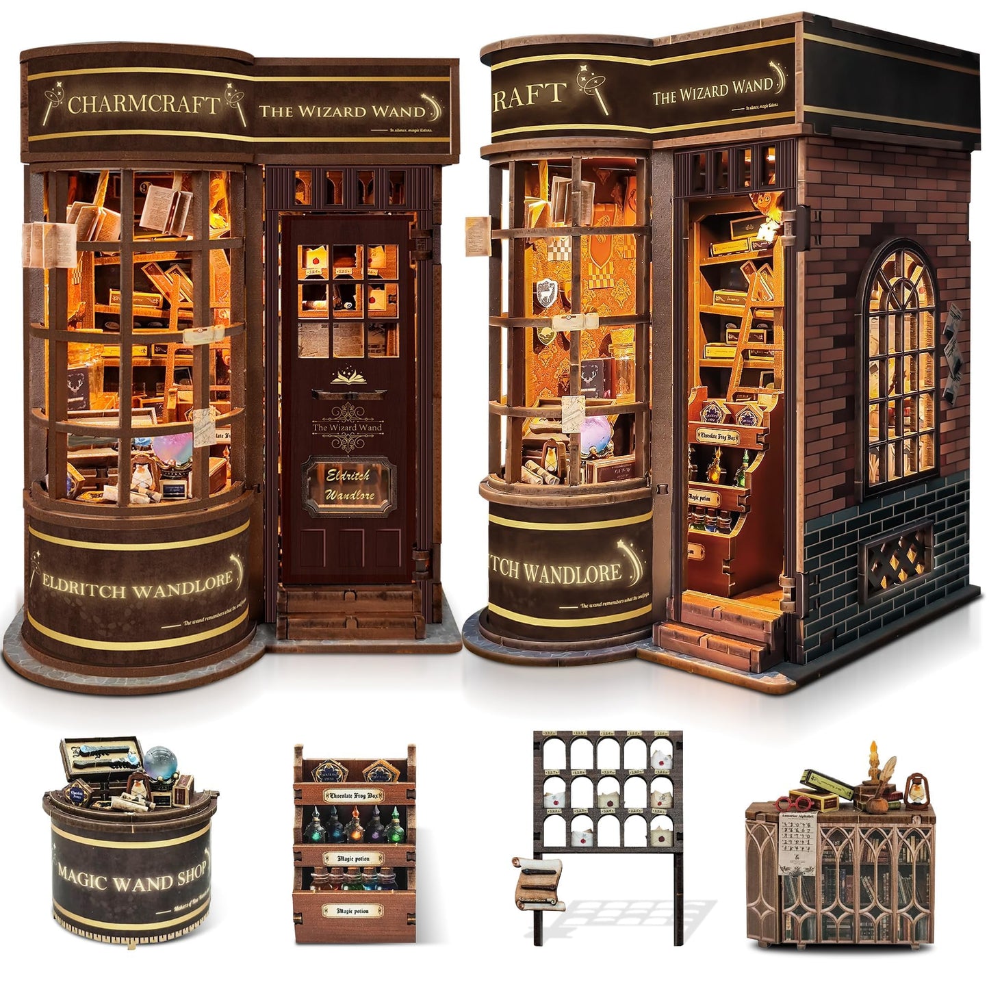 SUNNINO Book Nook Kit for Adults – DIY Miniature Doll House with LED Light