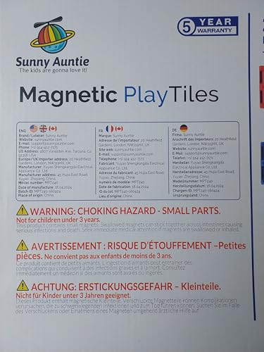Sunny Auntie Magnetic Tiles XL Set – 240 PCS, 125 Tiles + 2 Cars + Carrying Case | Gift Box