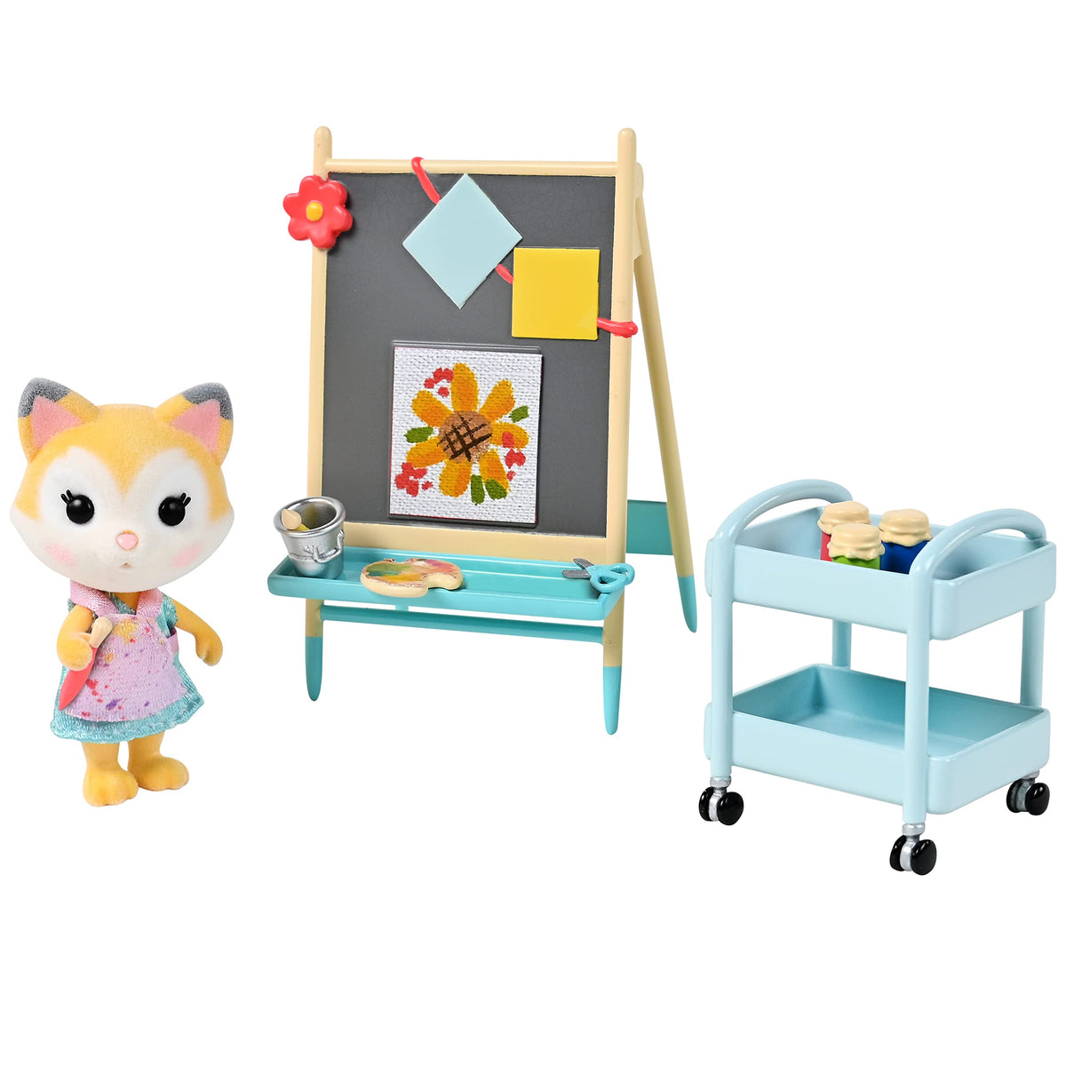 Sunny Days Entertainment Honey Bee Acres Paint & Color Playset – 13-Piece Dollhouse Set with Exclusive Fox Figure