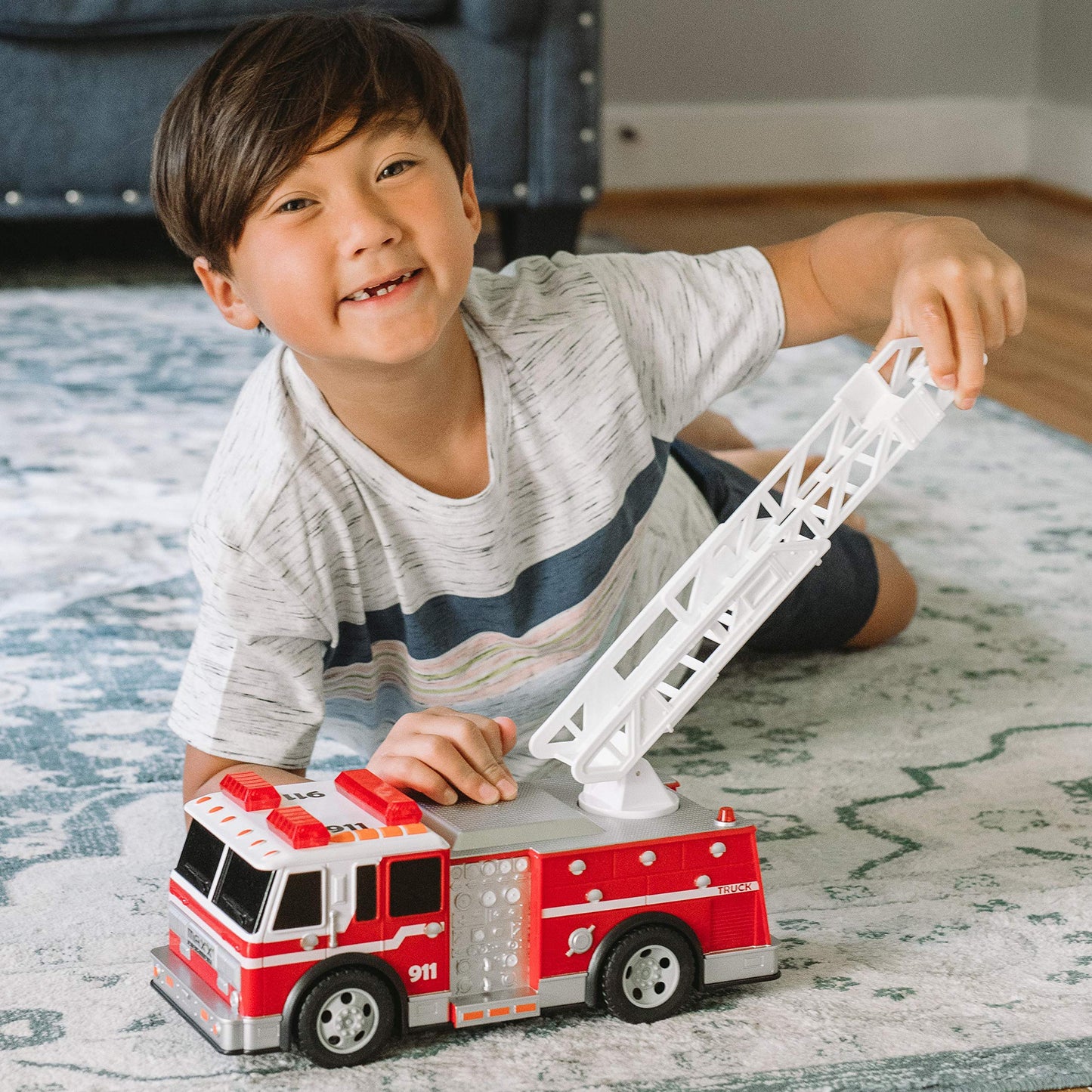 Sunny Days Maxx Action 12-inch Fire Truck – Lights, Ladder, Motorized Drive