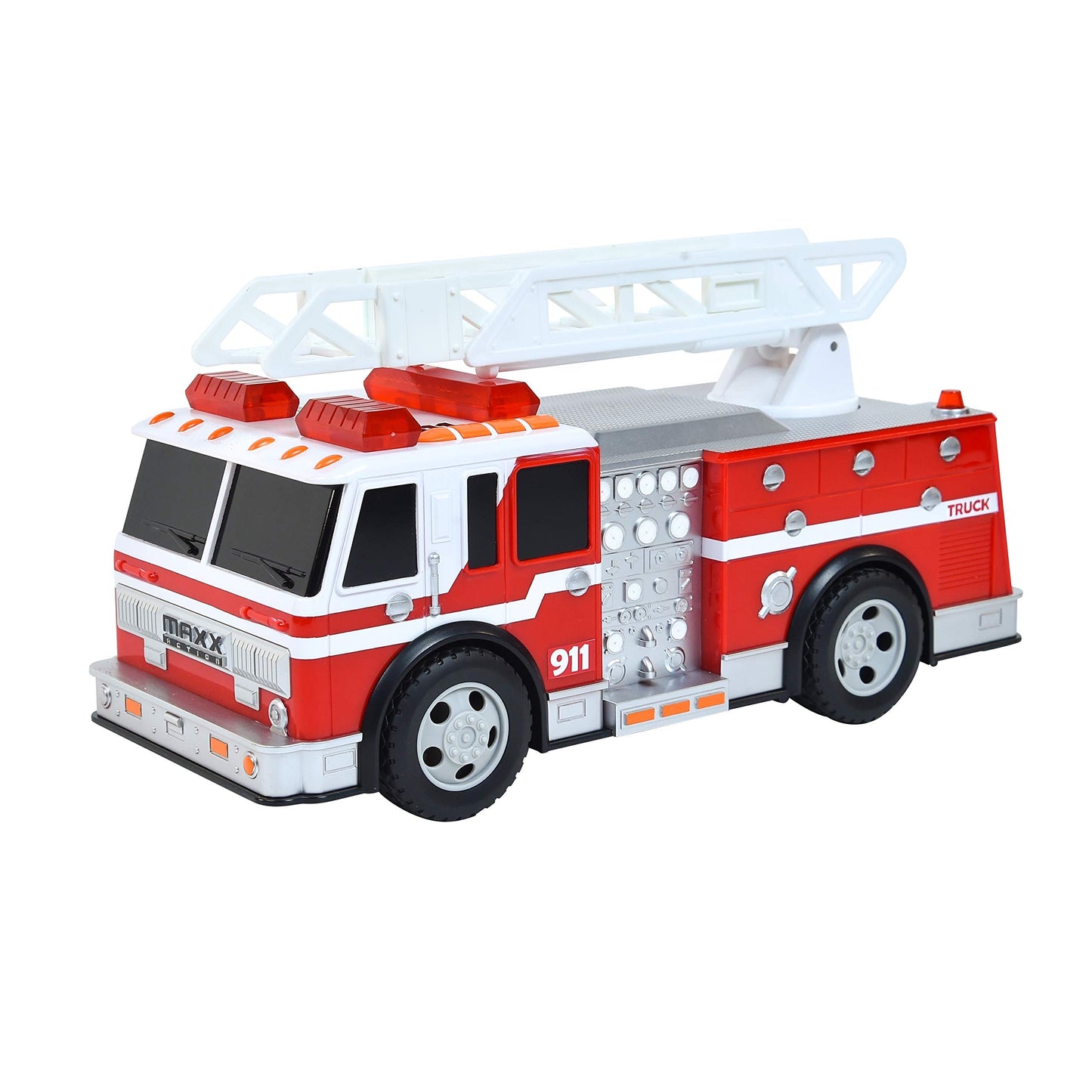 Sunny Days Maxx Action 12-inch Fire Truck – Lights, Ladder, Motorized Drive