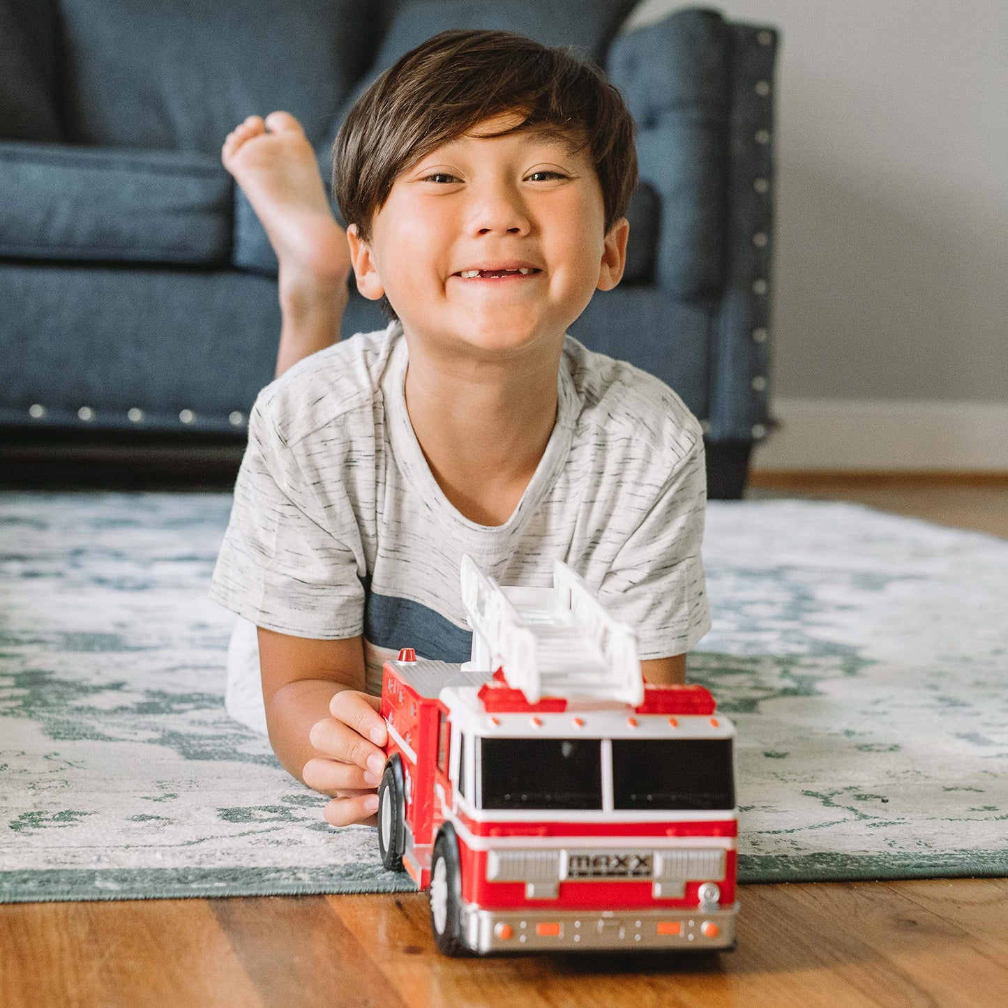Sunny Days Maxx Action 12-inch Fire Truck – Lights, Ladder, Motorized Drive