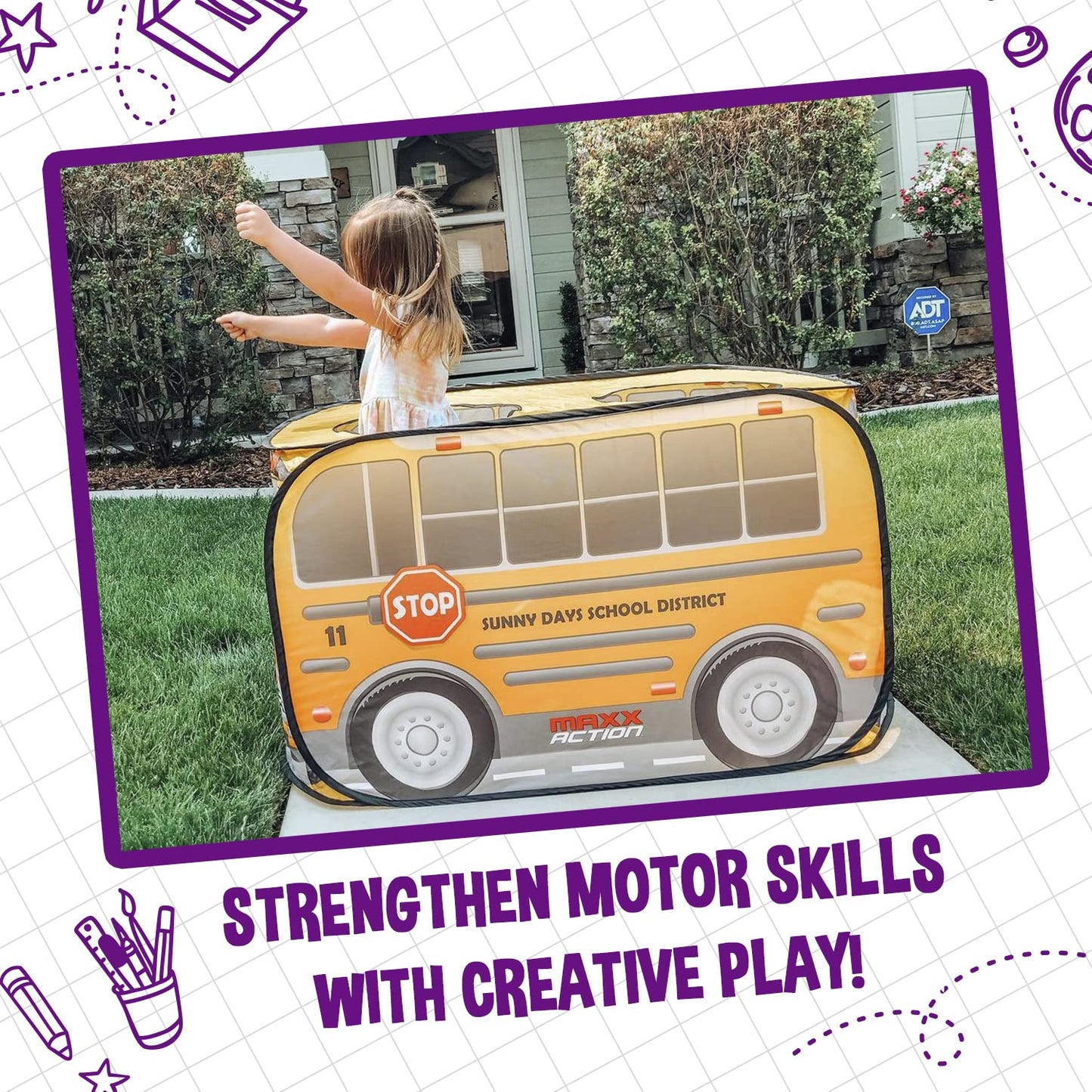 Sunny Days Entertainment Pop Up School Bus – Indoor Playhouse for Kids