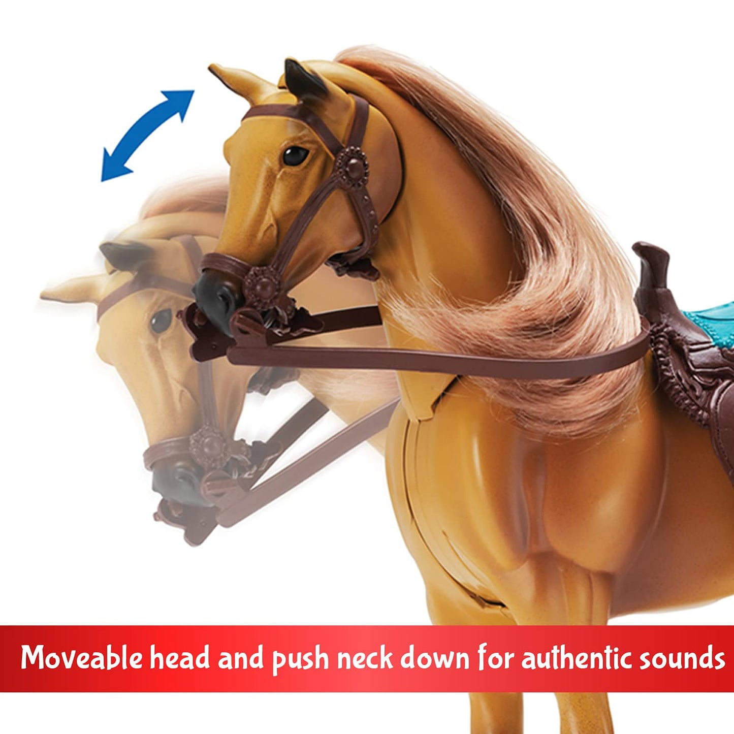 Sunny Days Entertainment Quarter Horse with Moveable Head & Realistic Sound | 14 Grooming Accessories | Blue Ribbon Champions Deluxe Toy Horses