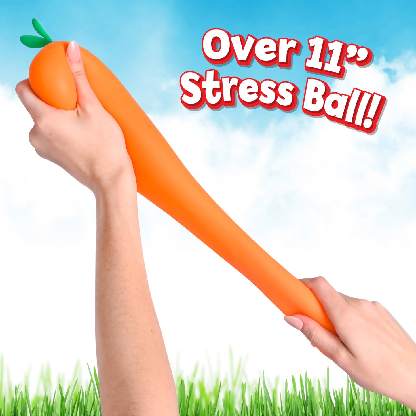 Toymendous Squishy Carrot – Jumbo 11.5-Inch Fidget Toy | Giant Stress Relief | Sunny Days Entertainment