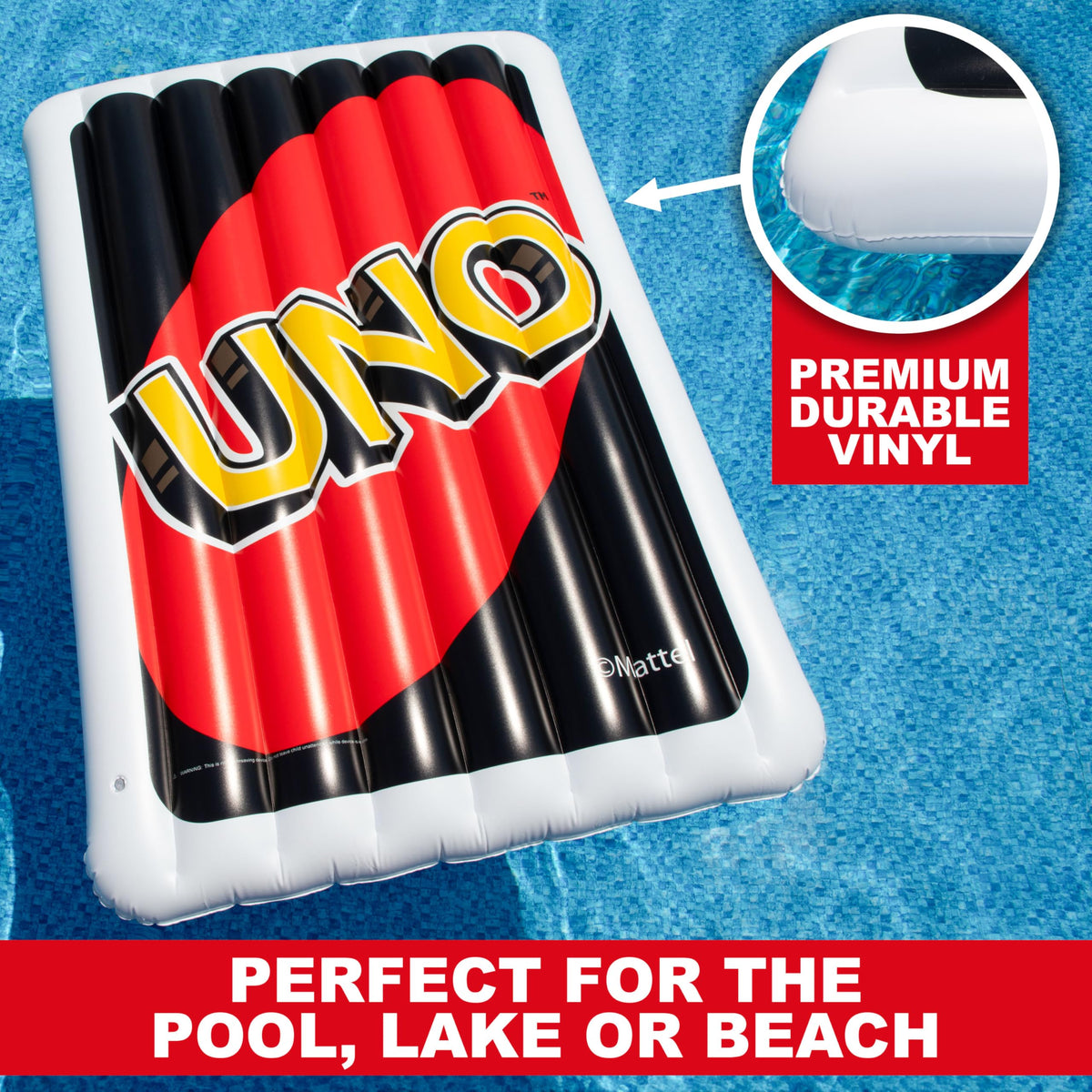 Sunny Days Entertainment Uno Pool Float – Giant 6-Foot Reverse Card Inflatable Lounger