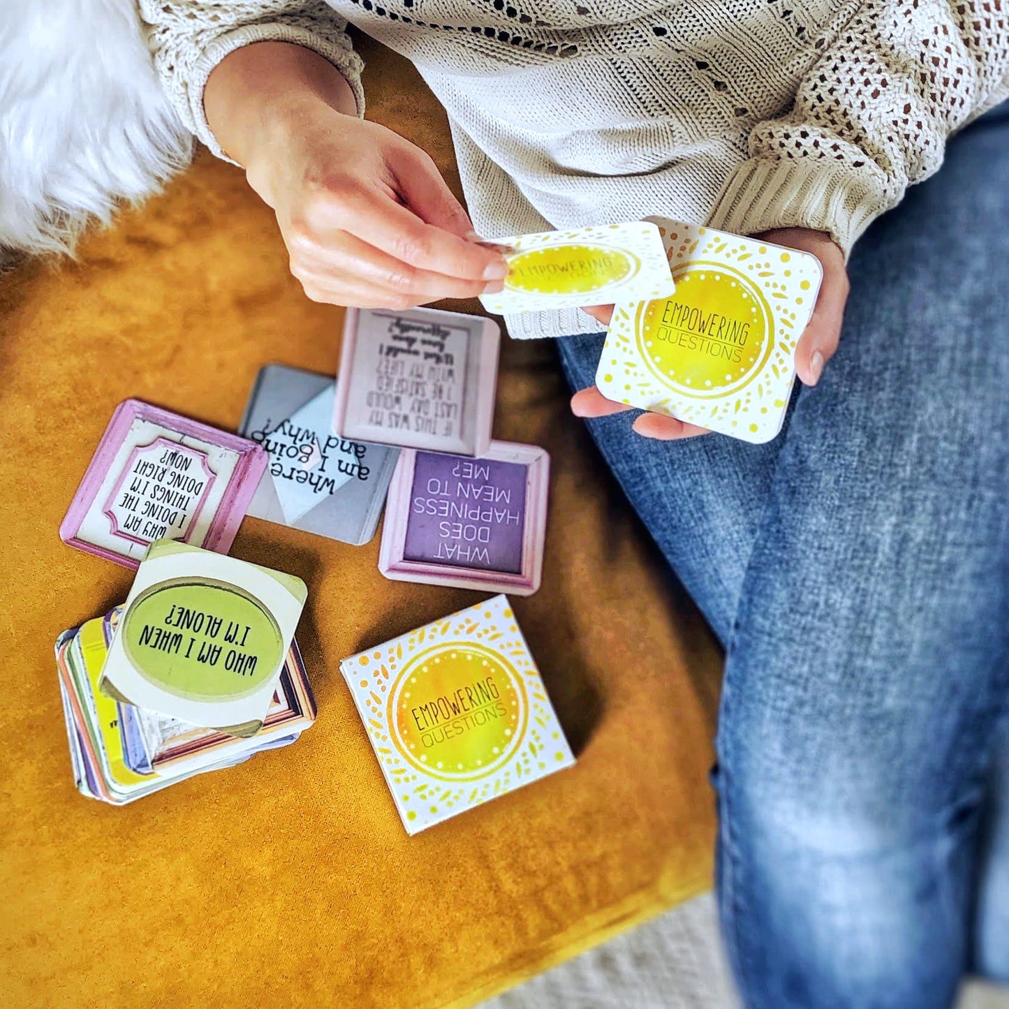 Sunny Present Empowering Questions Cards – 52 Self-Care Prompts for Mindfulness & Meditation | The Original Deck