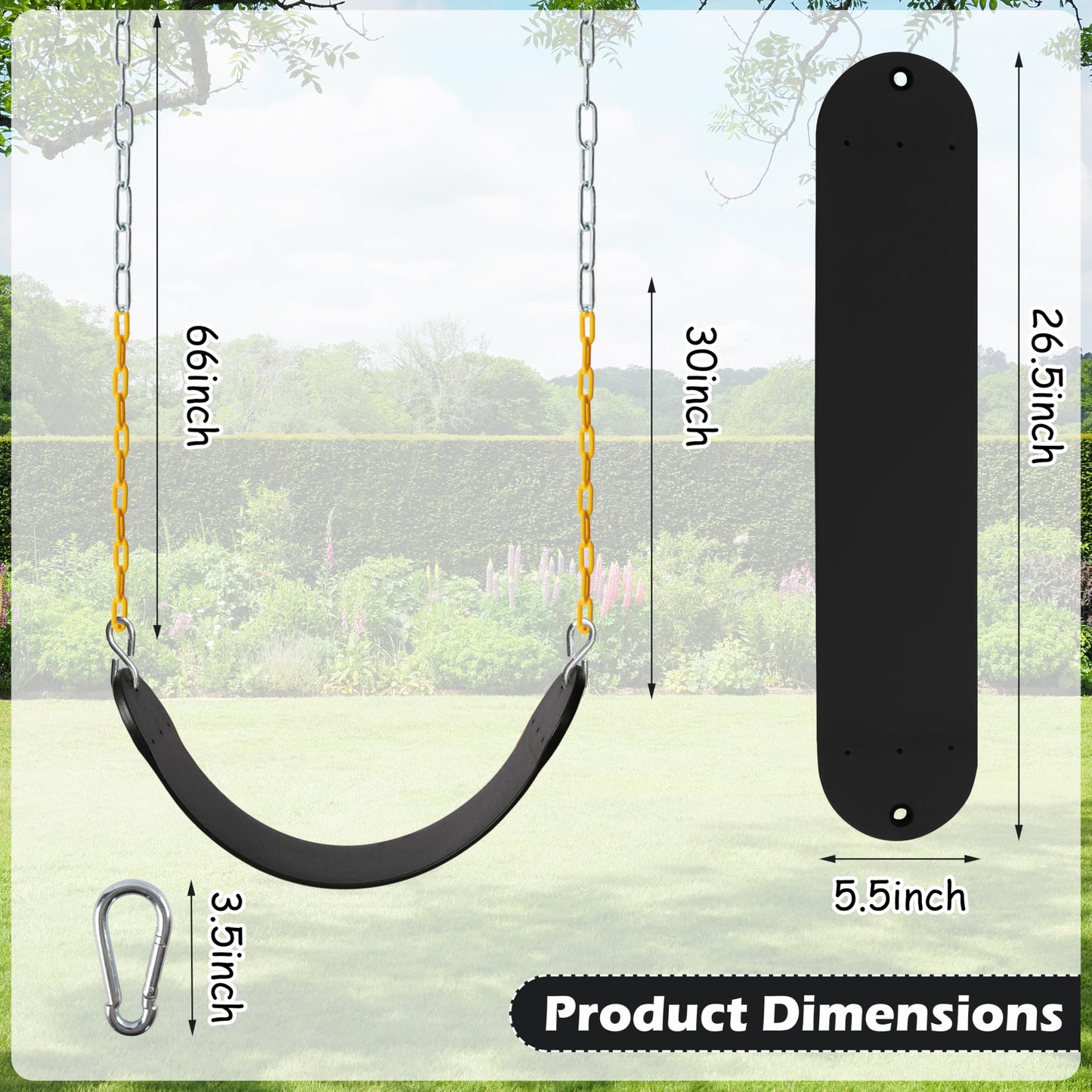 Sunnyglade 2-Pack Heavy-Duty Swing Seats with 66-Inch Chains – 250 lb Capacity