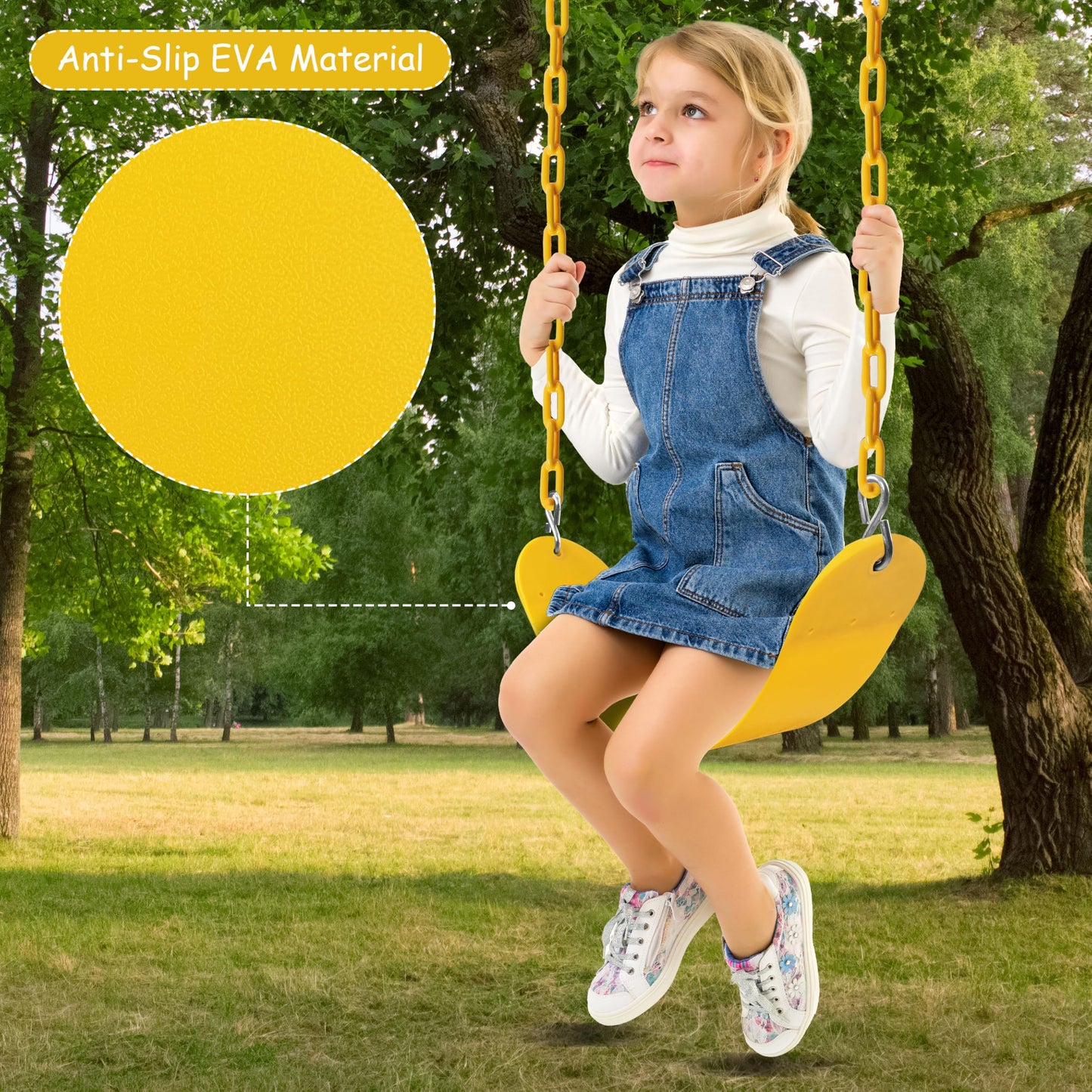 Sunnyglade 2-Pack Heavy-Duty Swing Seats with 66-inch Chains – Yellow