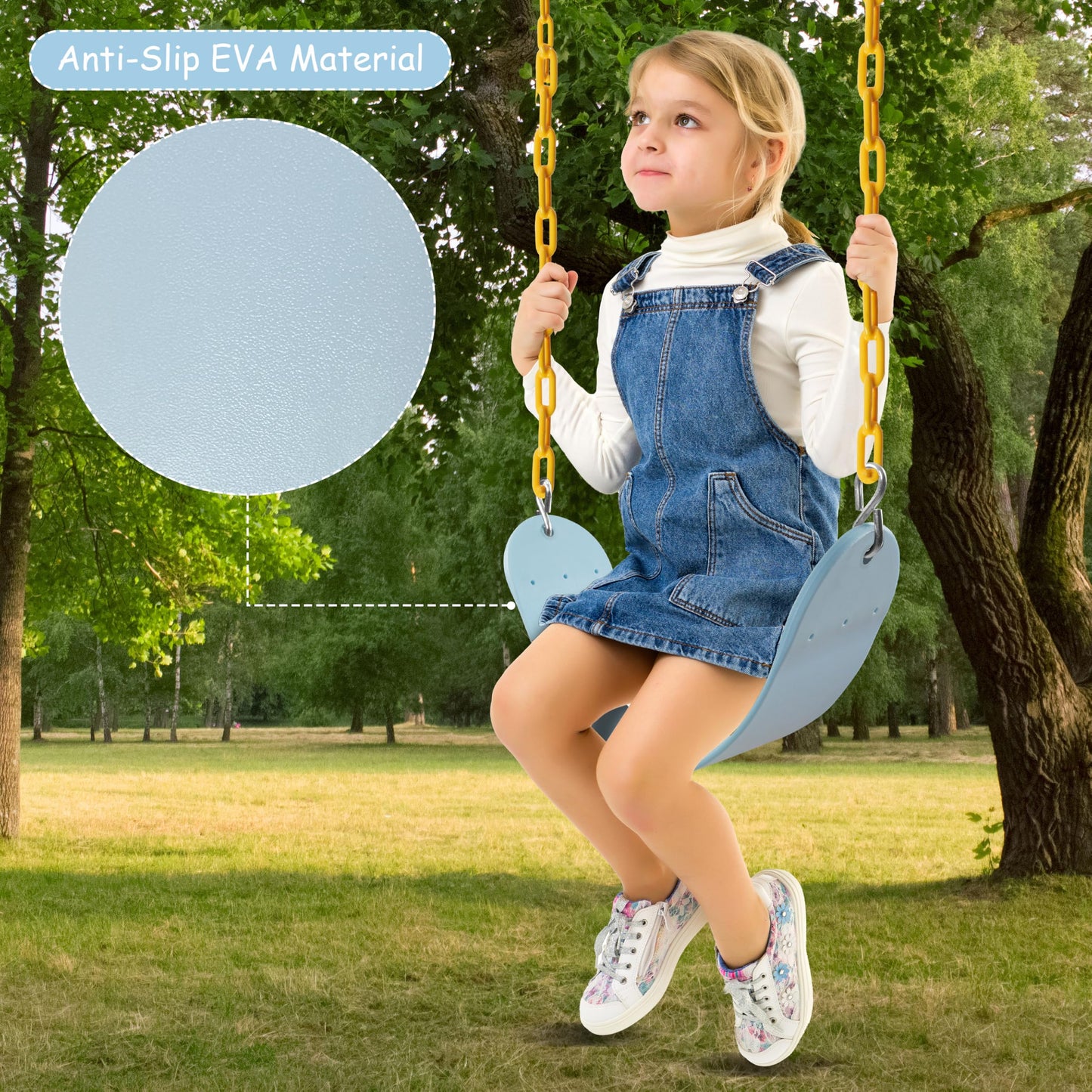Sunnyglade 2-Pack Heavy-Duty Swing Seats with 66-Inch Chains – Supports 250 lb (Pastel Blue)