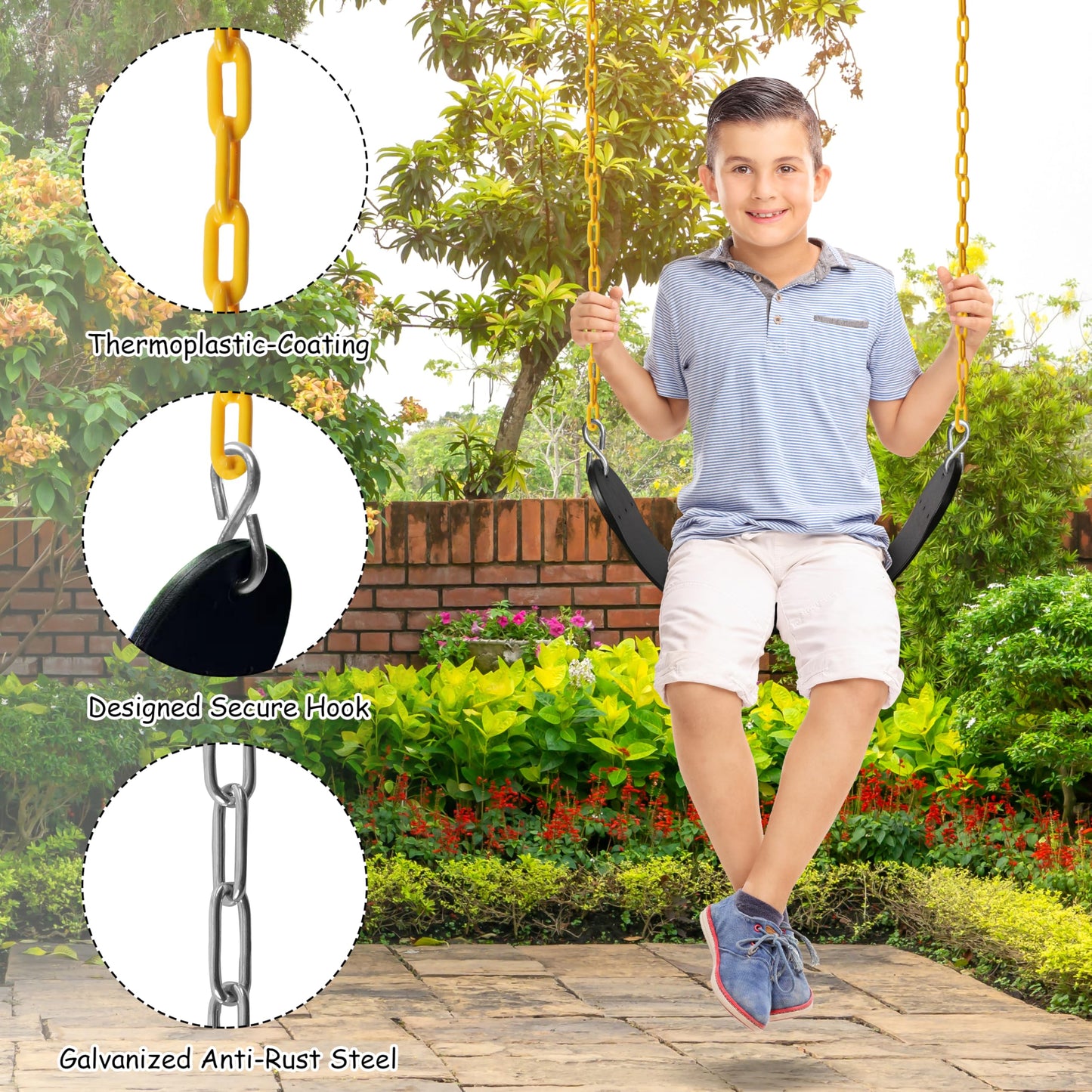 Sunnyglade 2-Pack Heavy-Duty Swing Seats with 66-Inch Chains – 250 lb Capacity