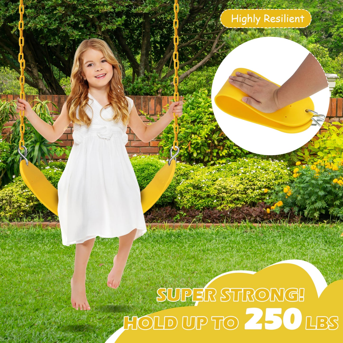 Sunnyglade 2-Pack Heavy-Duty Swing Seats with 66-inch Chains – Yellow