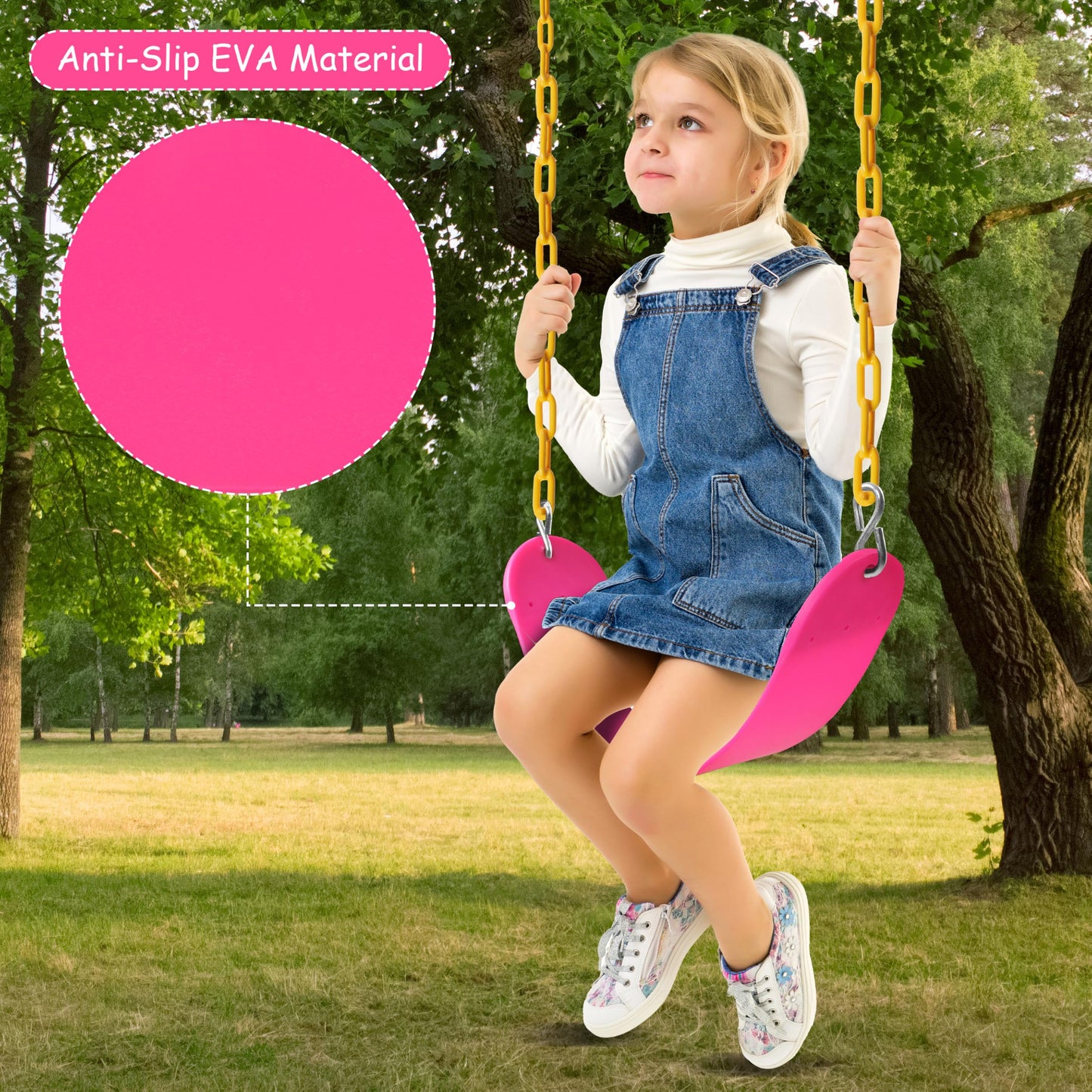 Sunnyglade 2-Pack Swing Seats - Heavy-Duty with 66in Chains (Pink)