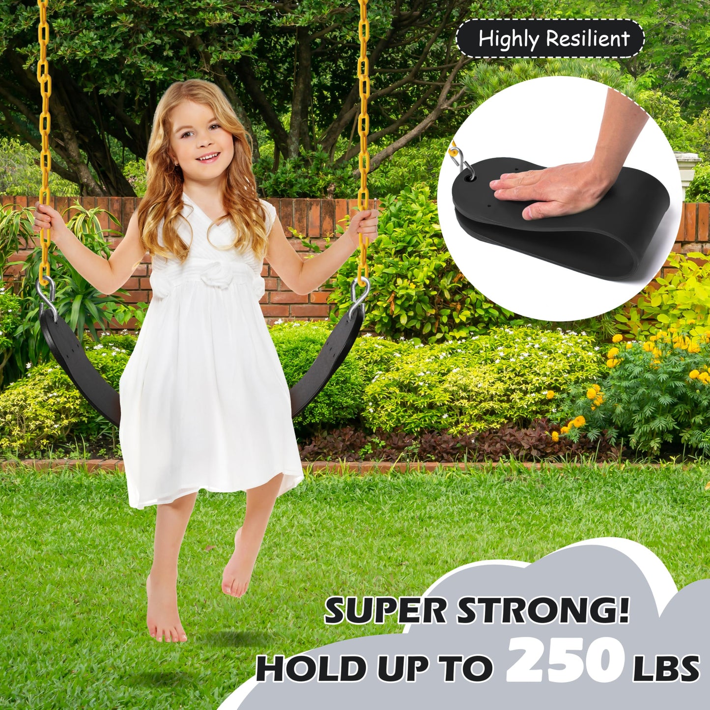 Sunnyglade 2-Pack Heavy-Duty Swing Seats with 66-Inch Chains – 250 lb Capacity