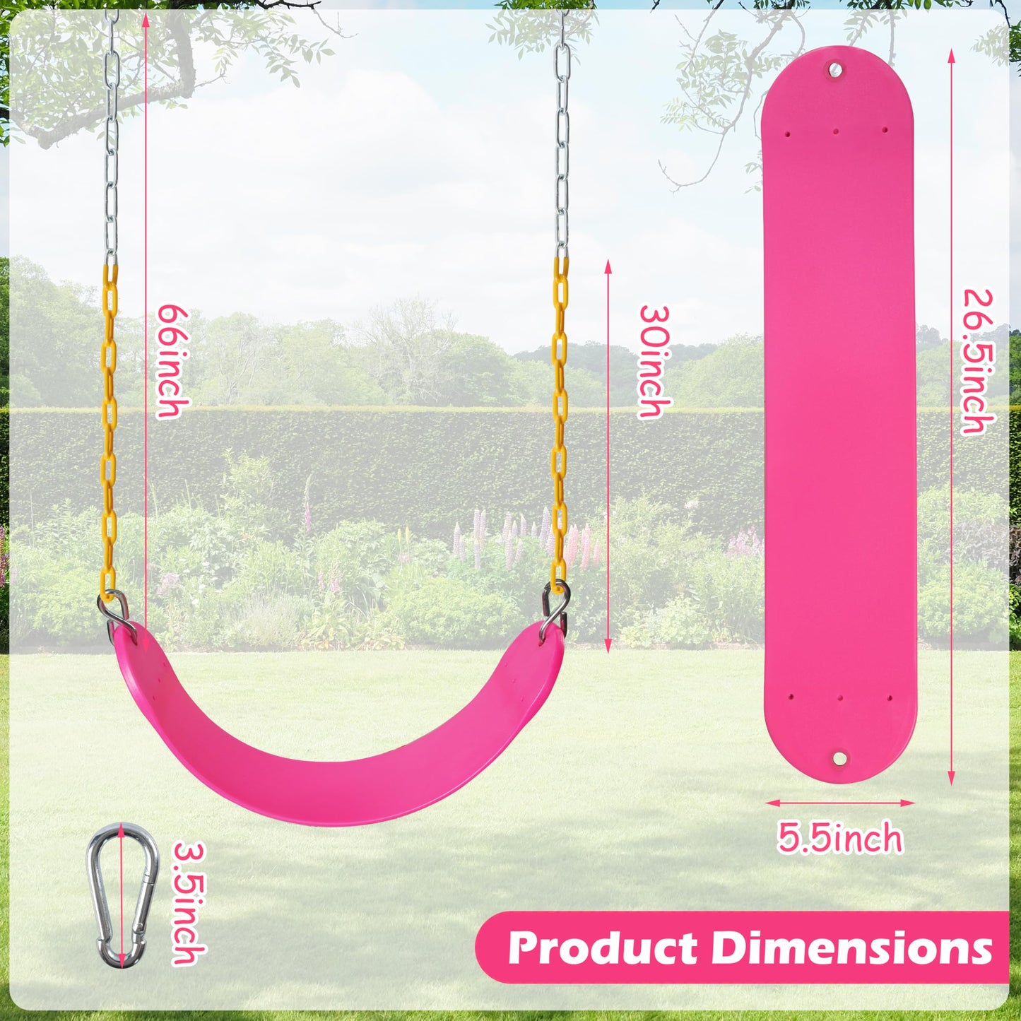 Sunnyglade 2-Pack Swing Seats - Heavy-Duty with 66in Chains (Pink)
