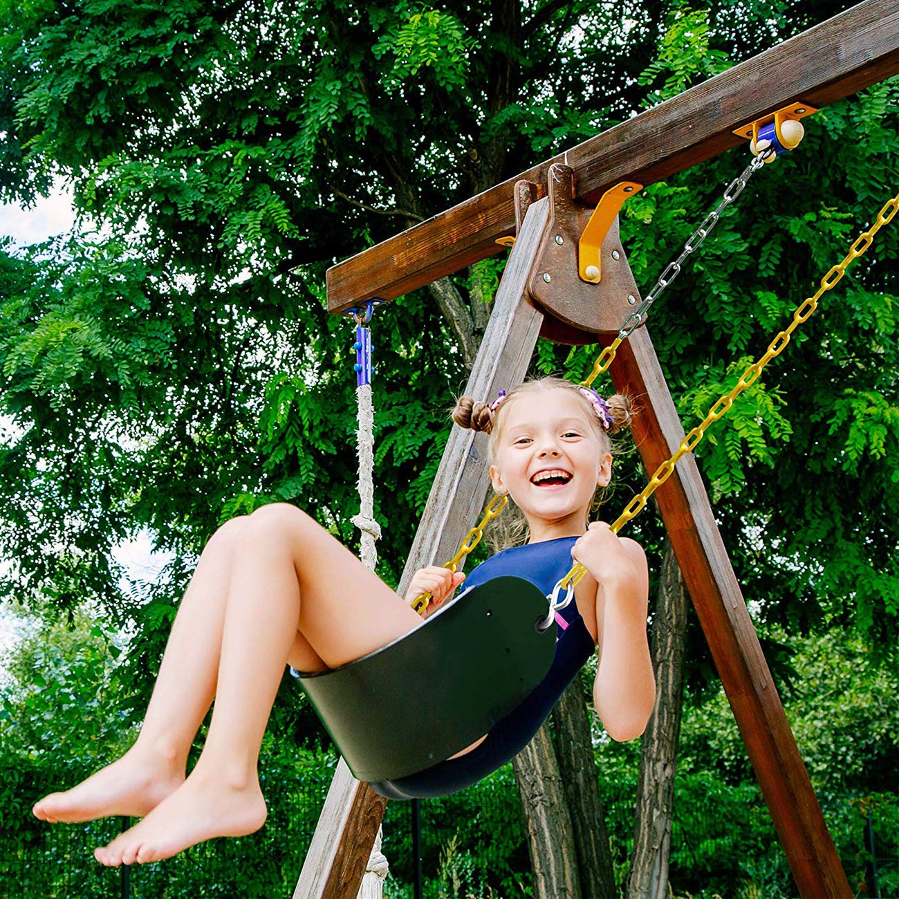 Sunnyglade 2-Pack Heavy-Duty Swing Seats with 66-inch Chains – 250 lb Capacity (Green)