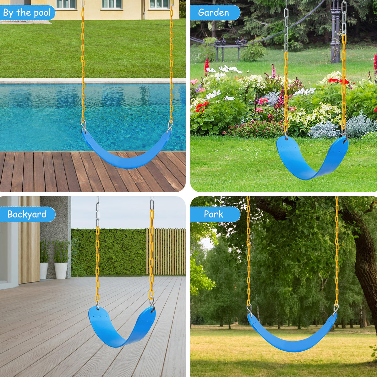 Sunnyglade 2-Pack Swing Seats with 66-Inch Chains – Heavy-Duty Playground Accessories (250 lb per seat)