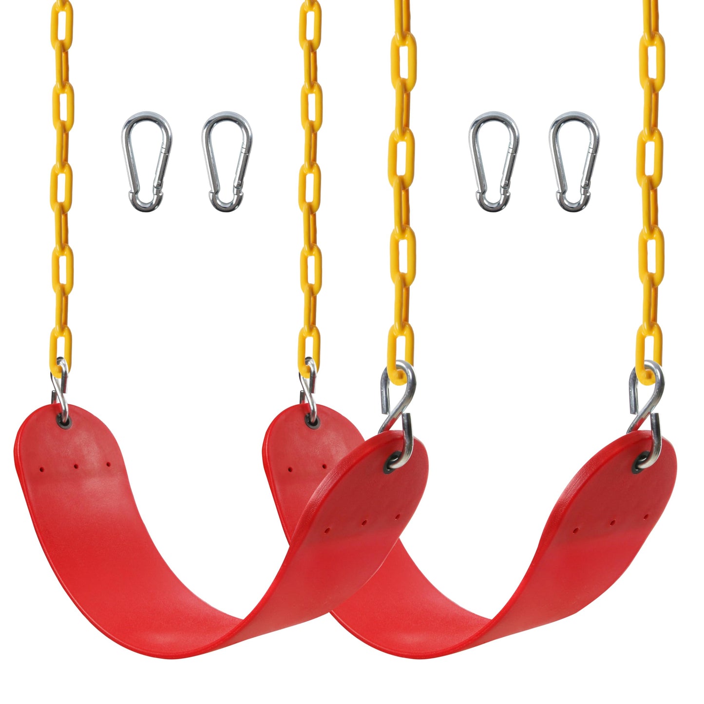 Sunnyglade 2-Pack Heavy-Duty Swing Seats with 66" Chains – 250 lb Capacity (Red)