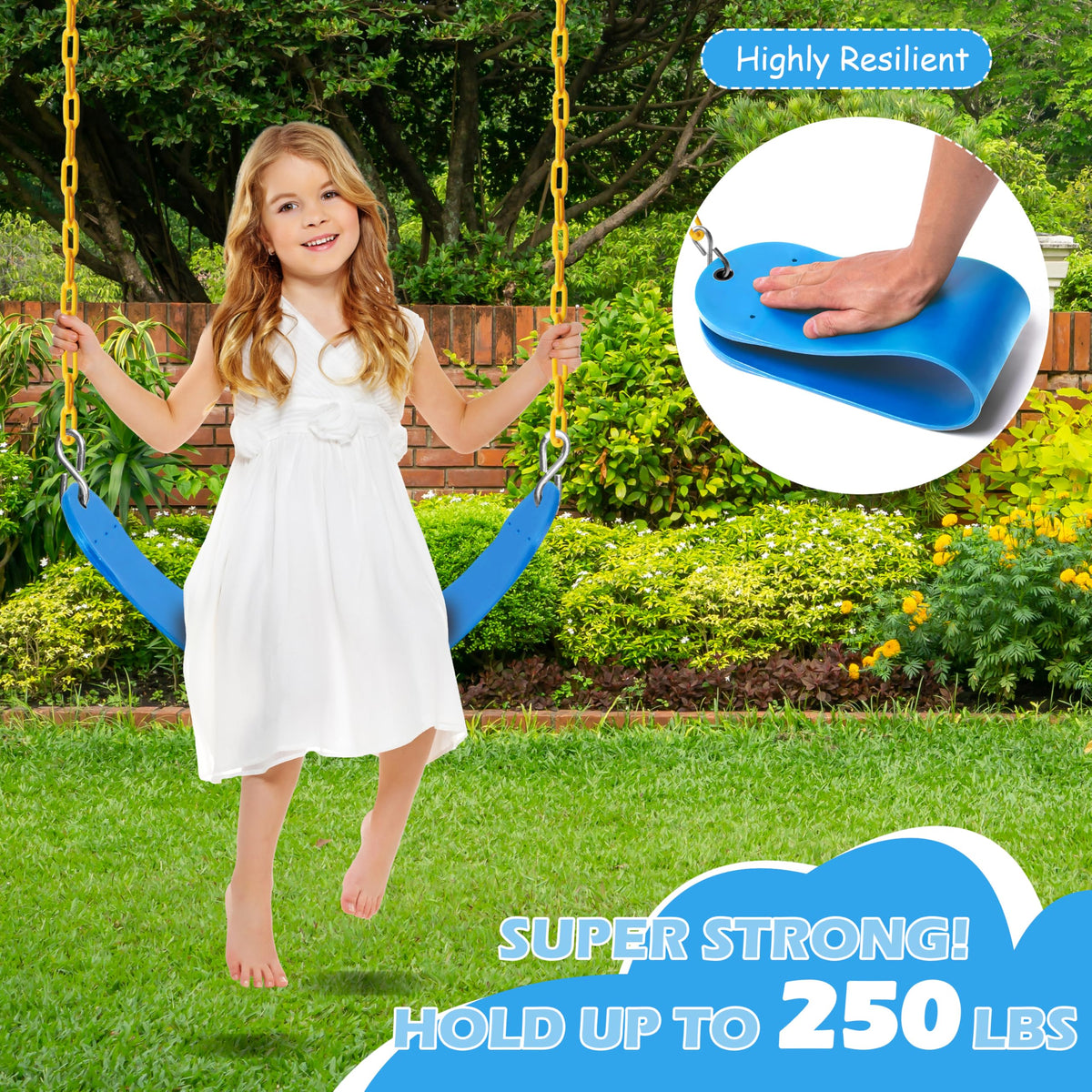 Sunnyglade 2-Pack Swing Seats with 66-Inch Chains – Heavy-Duty Playground Accessories (250 lb per seat)