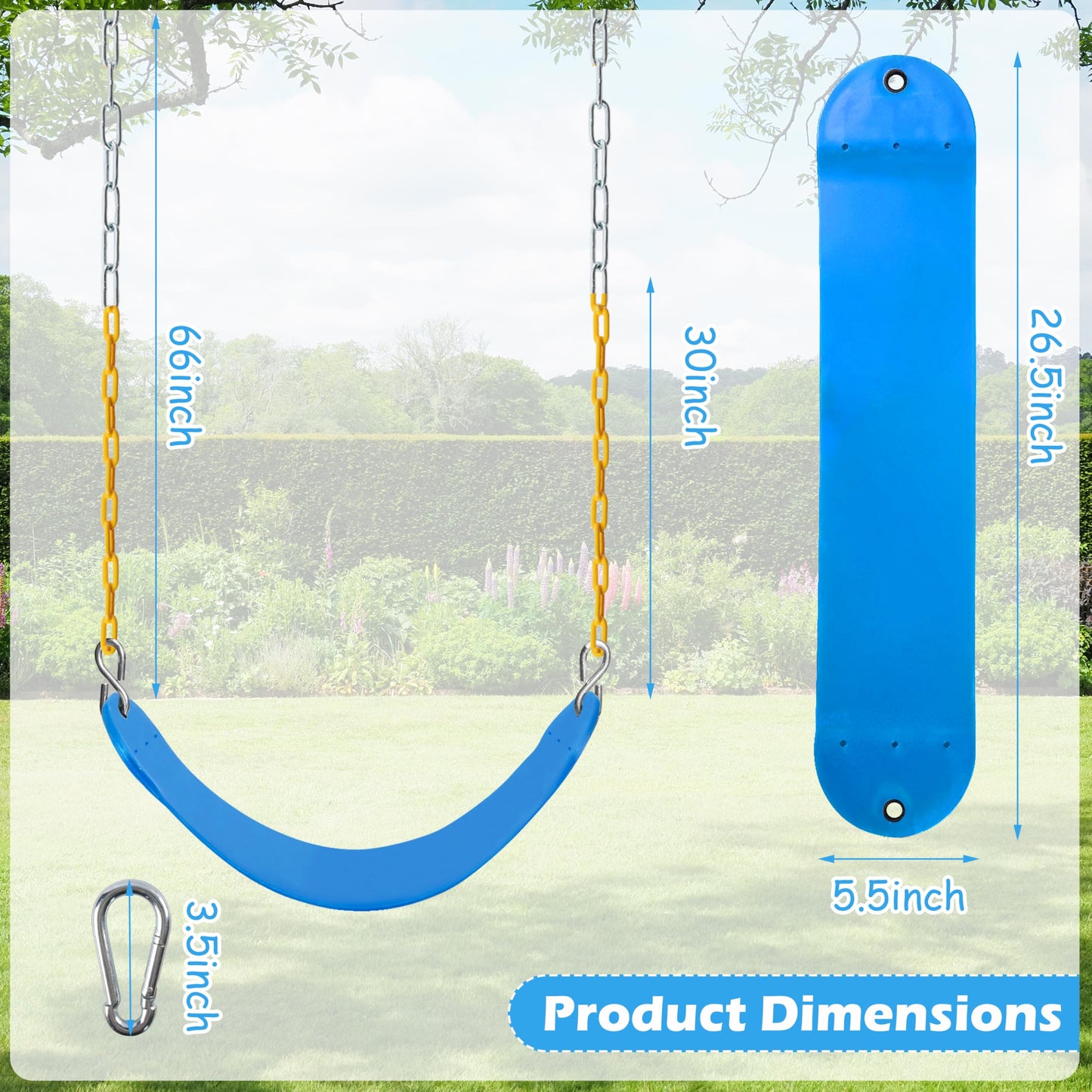Sunnyglade 2-Pack Swing Seats with 66-Inch Chains – Heavy-Duty Playground Accessories (250 lb per seat)