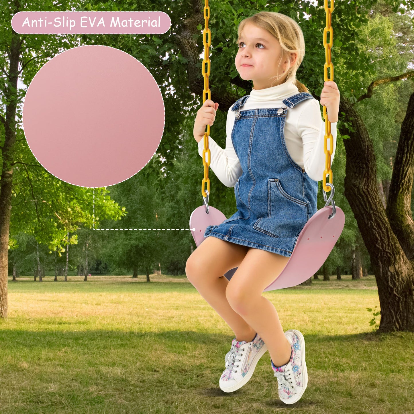 Sunnyglade 2-Pack Heavy-Duty Swing Seats with 66-Inch Chains – EVA Seat, 250 lb Capacity, Pastel Pink