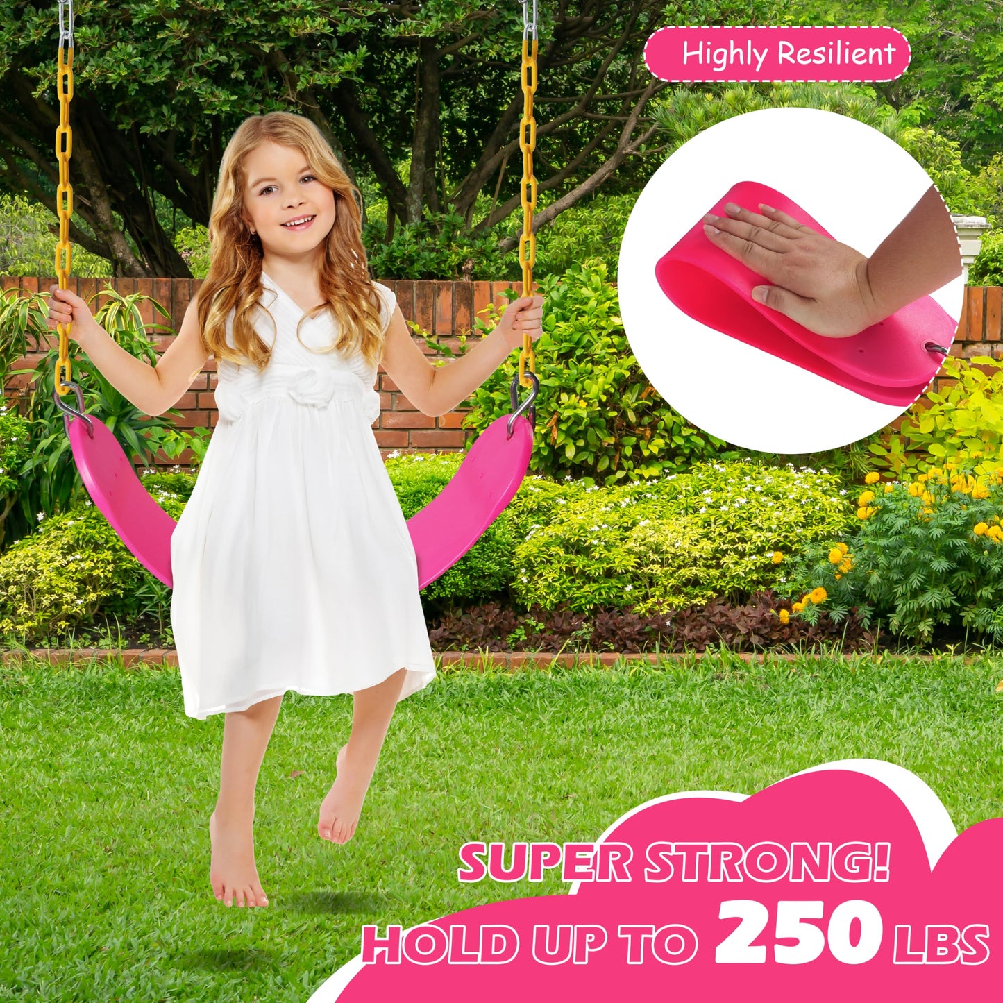 Sunnyglade 2-Pack Swing Seats - Heavy-Duty with 66in Chains (Pink)