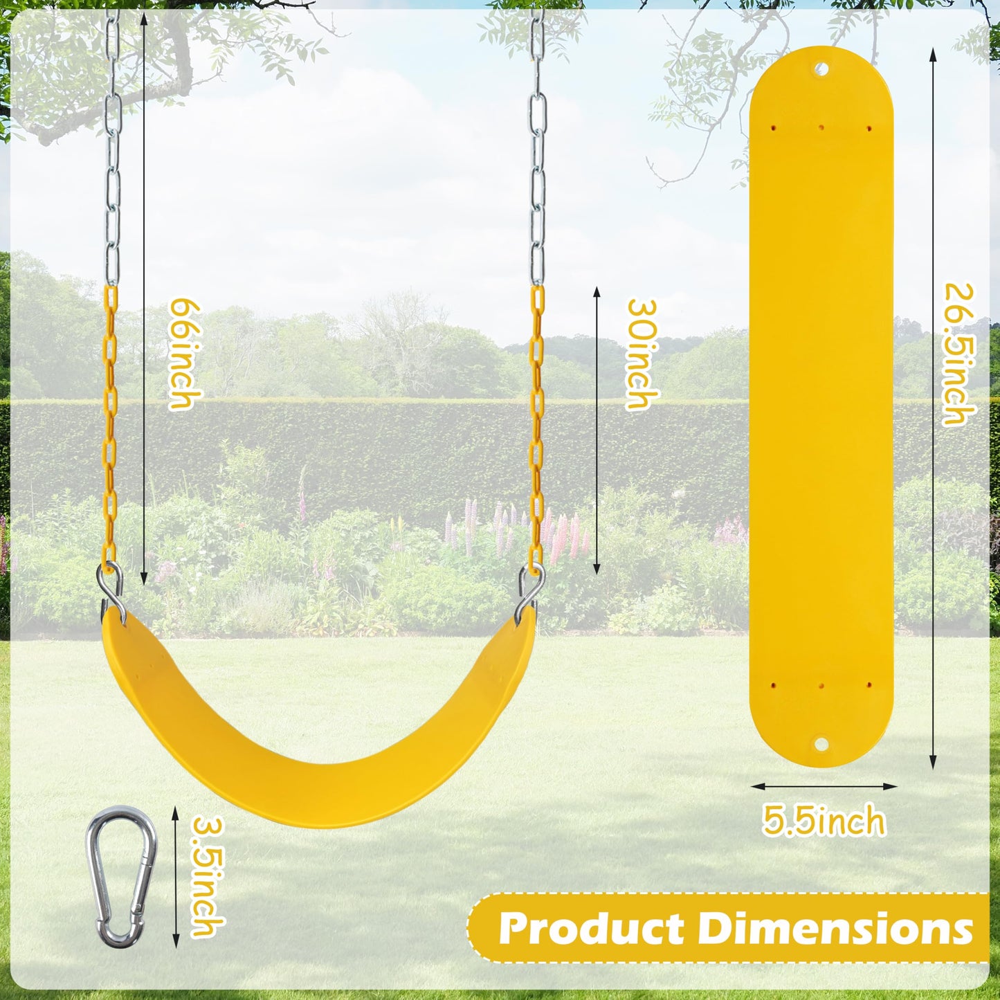 Sunnyglade 2-Pack Heavy-Duty Swing Seats with 66-inch Chains – Yellow