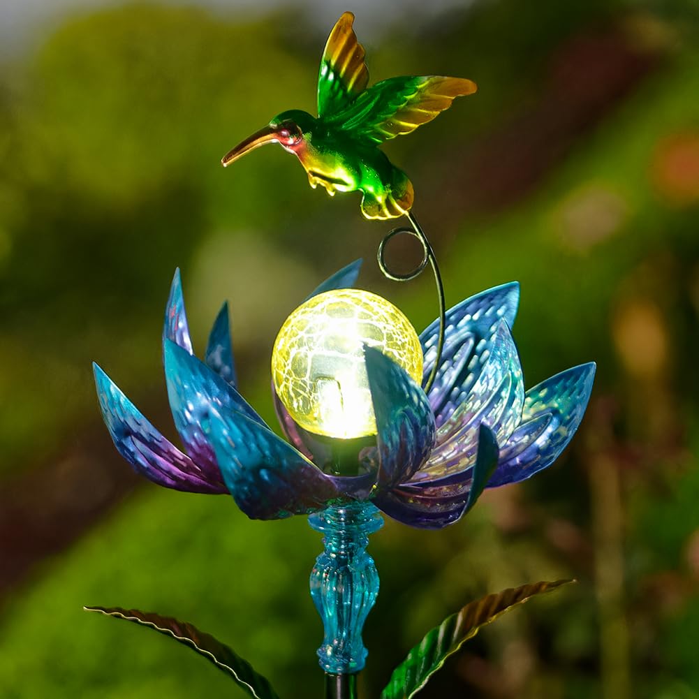 Sunnylight Solar Wind Spinner with LED Ball – Blue, Waterproof, Rust-Proof, 48-Inch Outdoor Garden Decor
