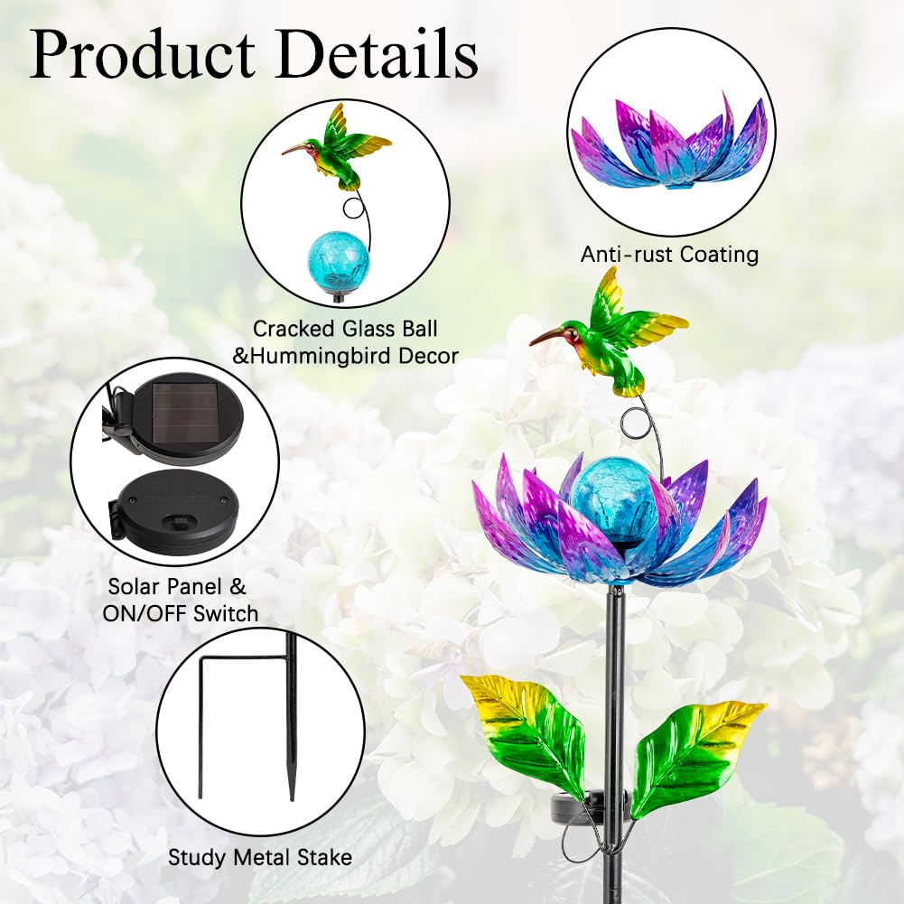 Sunnylight Solar Wind Spinner Outdoor with Cracked Glass Ball – Purple Garden Decor