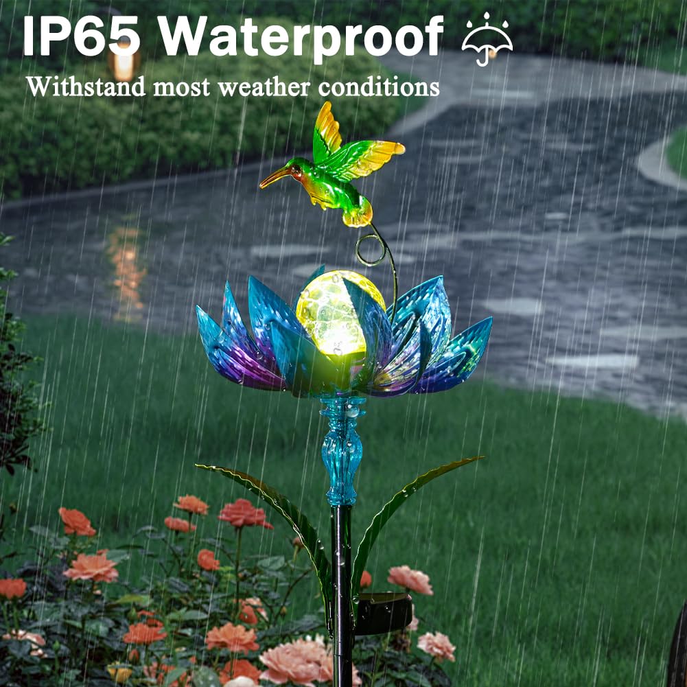 Sunnylight Solar Wind Spinner with LED Ball – Blue, Waterproof, Rust-Proof, 48-Inch Outdoor Garden Decor