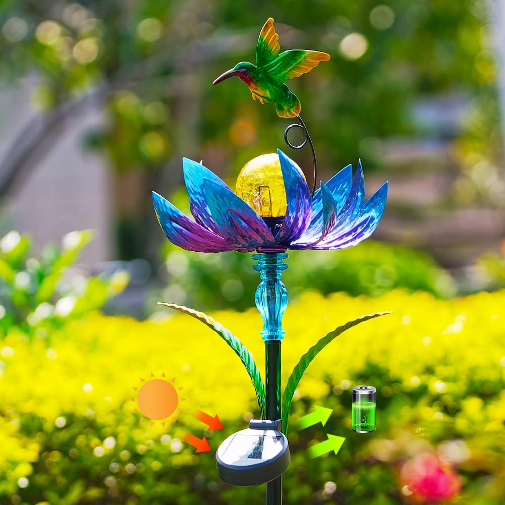 Sunnylight Solar Wind Spinner with LED Ball – Blue, Waterproof, Rust-Proof, 48-Inch Outdoor Garden Decor