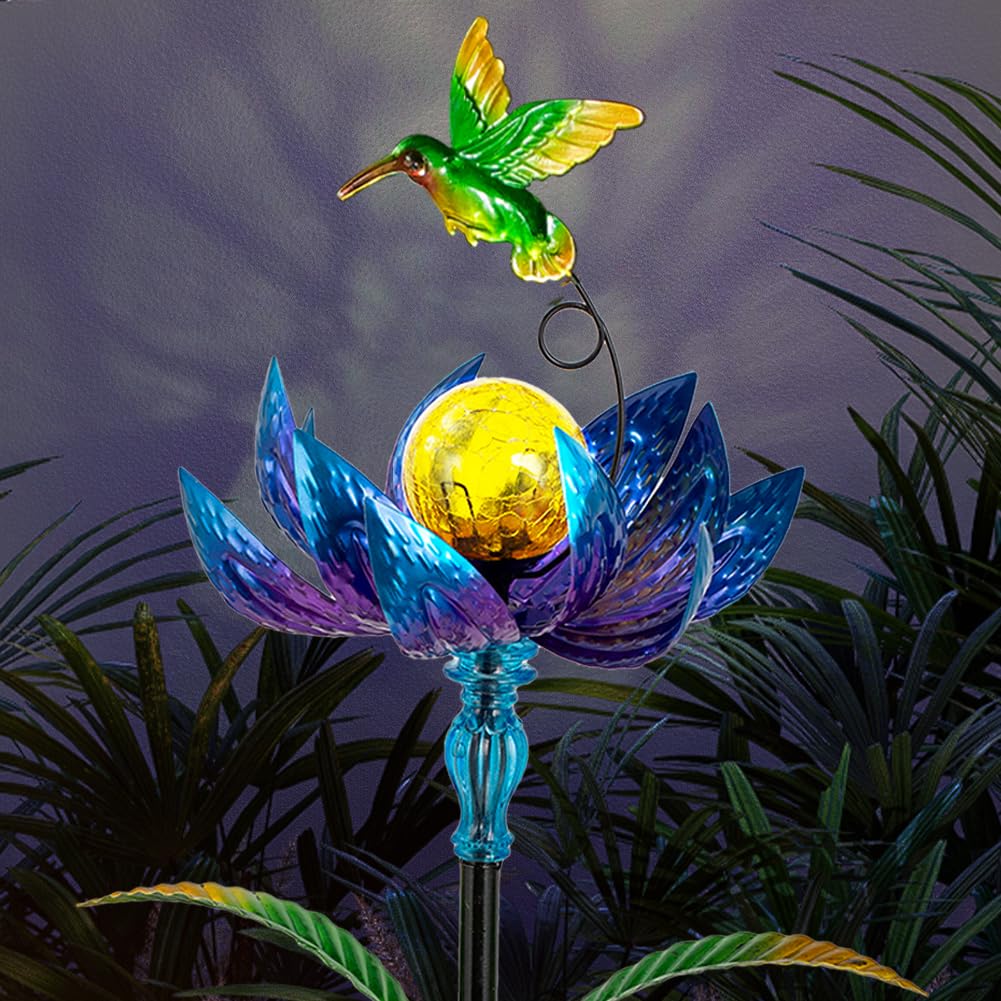 Sunnylight Solar Wind Spinner with LED Ball – Blue, Waterproof, Rust-Proof, 48-Inch Outdoor Garden Decor