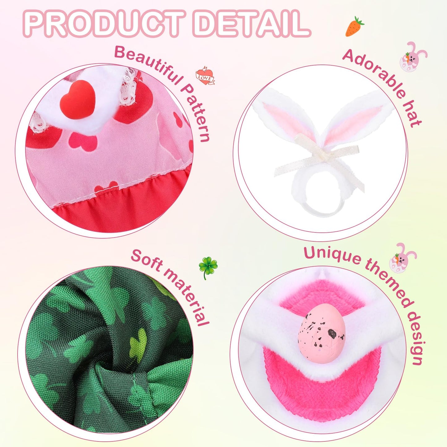 Sunnymove 3 Sets Desk Goose Outfits – Valentine’s, St. Patrick’s & Easter (7-inch)