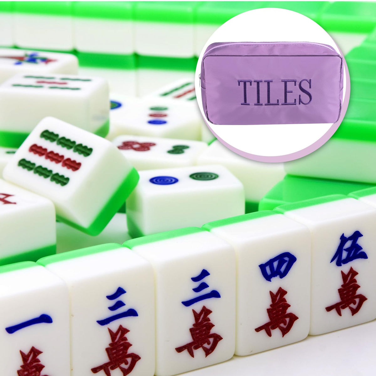 Sunnymove Thickened Mahjong Tile Bag with Zipper – 166 Tiles, 10.4 x 5.6 Inches, Purple (Case Only)